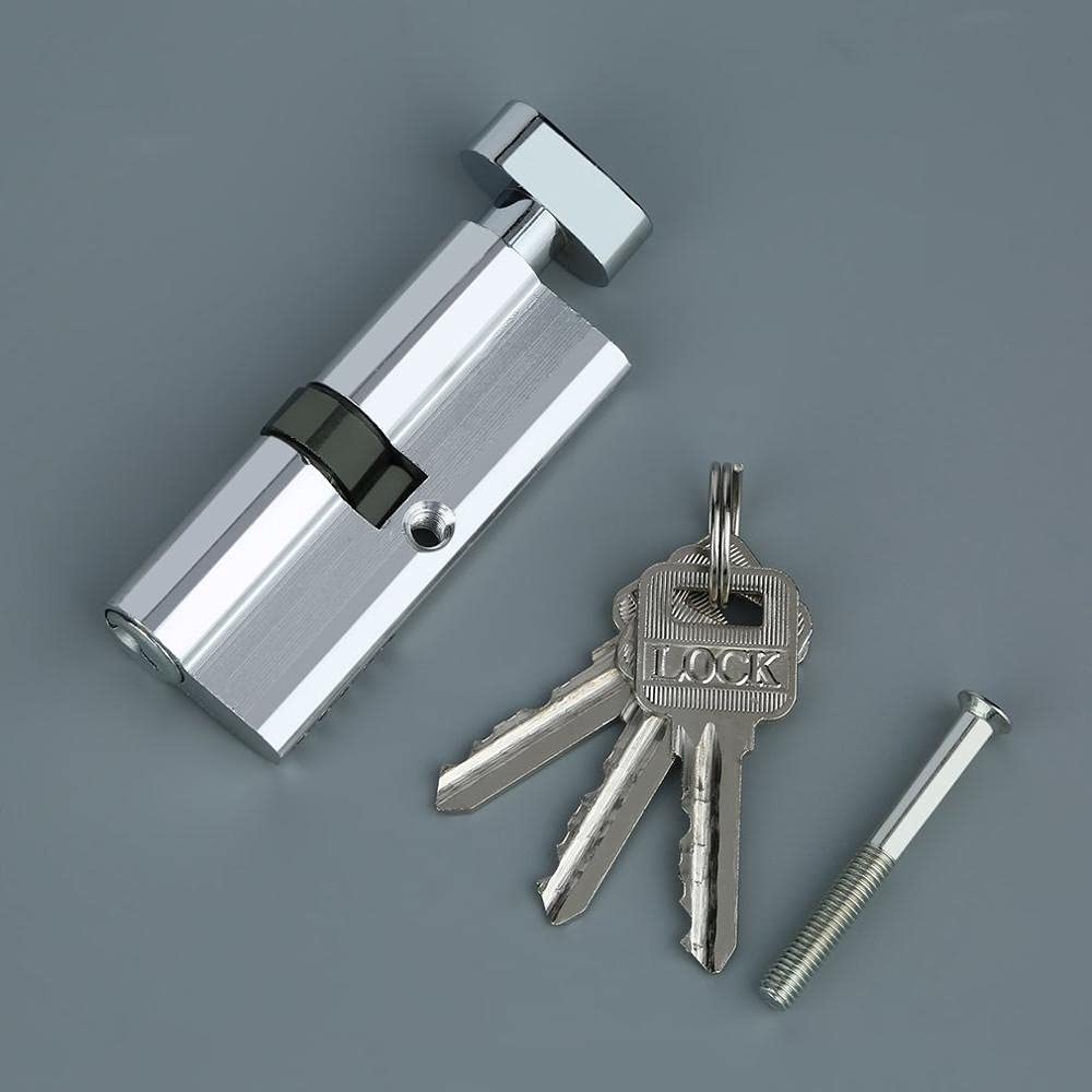 High Security Anti-Pick Door Lock Cylinder - 70mm Aluminum Metal Anti-Snap Anti-Drill Lock with 3 Keys (Silver) - Ideal for Home, Office & Apartment Security Protection