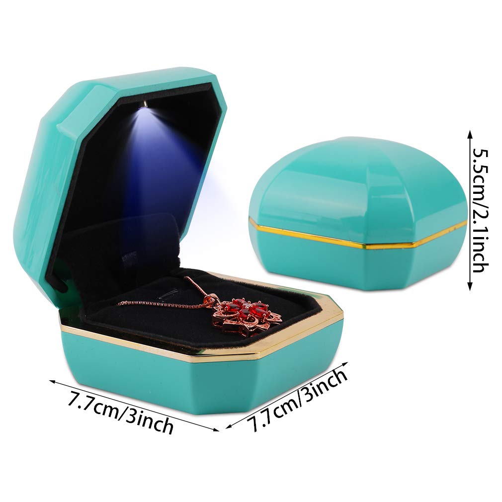 iSuperb LED Pendant Necklace Jewelry Gift Box - Elegant Bracelet Display Case for Couples, Proposal, Engagement, Wedding & Valentine's Day Gifts (Blue) - Perfect for Romantic Surprises & Special Occasion Gift Giving