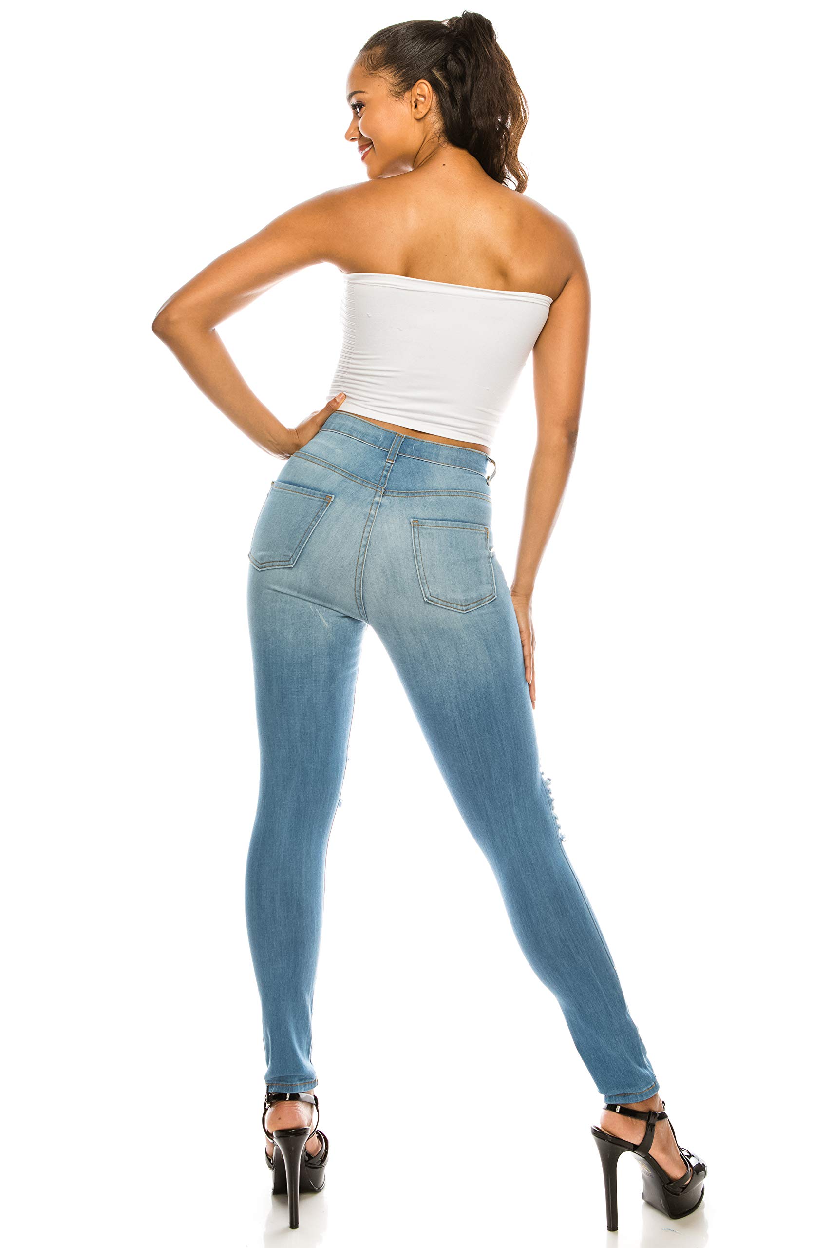 Aphrodite High Waisted Skinny Jeans for Women - Distressed Ripped Denim Pants with Hand Sanding Details | Perfect for Casual Outfits, Date Nights & Street Style Fashion