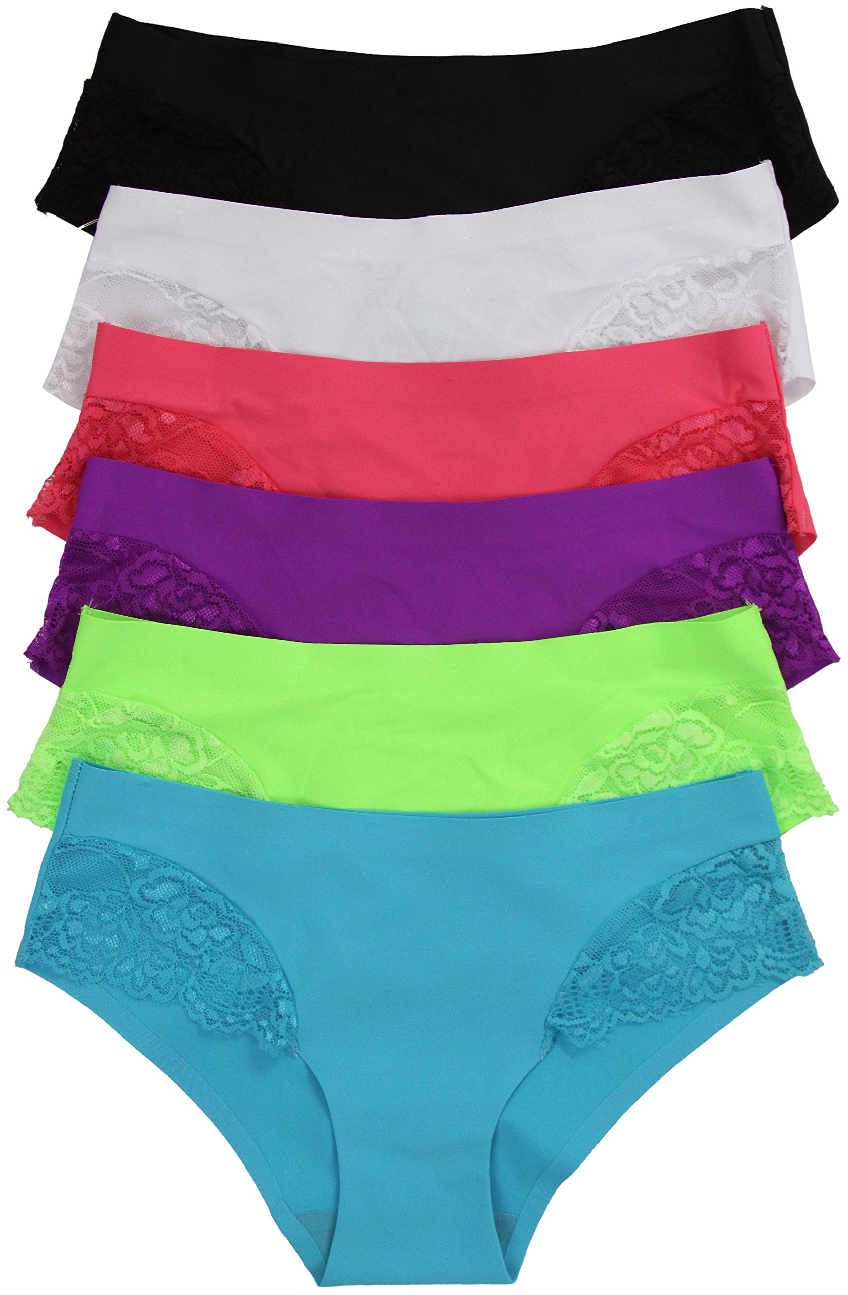 ToBeInStyle Junior Women’s 6-Pack Cotton Blend Colorful Bikini Briefs - Soft & Comfortable Underwear for Teens, Sleepwear, Gym, and Everyday Wear
