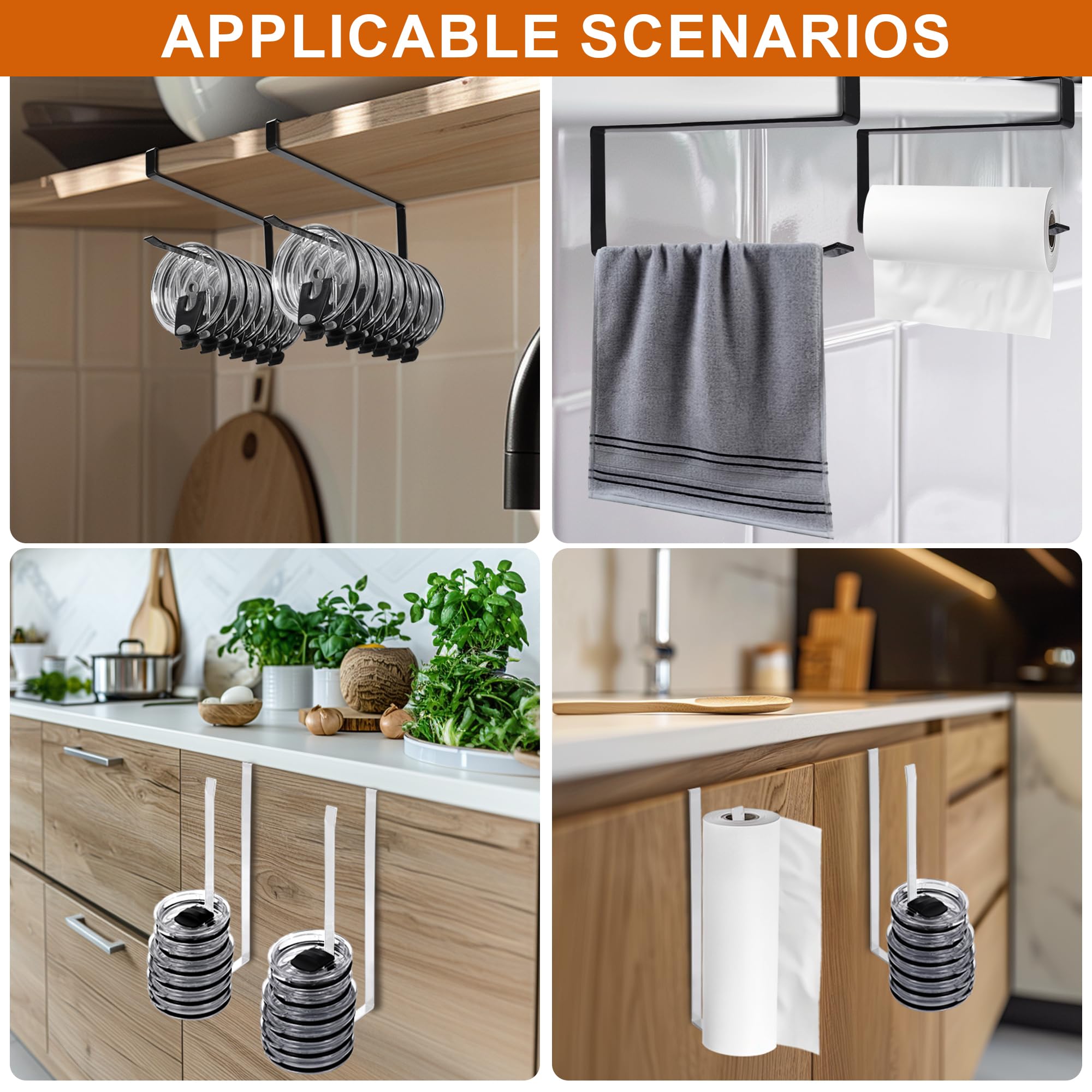 2-Pack Tumbler Lid Organizer - Hanging Cup Lid Storage Holder for Kitchen, Fits Up to 20 Lids, Space-Saving Clip-On Design (No Adhesive/Drilling Required) - Perfect for Coffee Mugs, Travel Cups & Water Bottles Organization