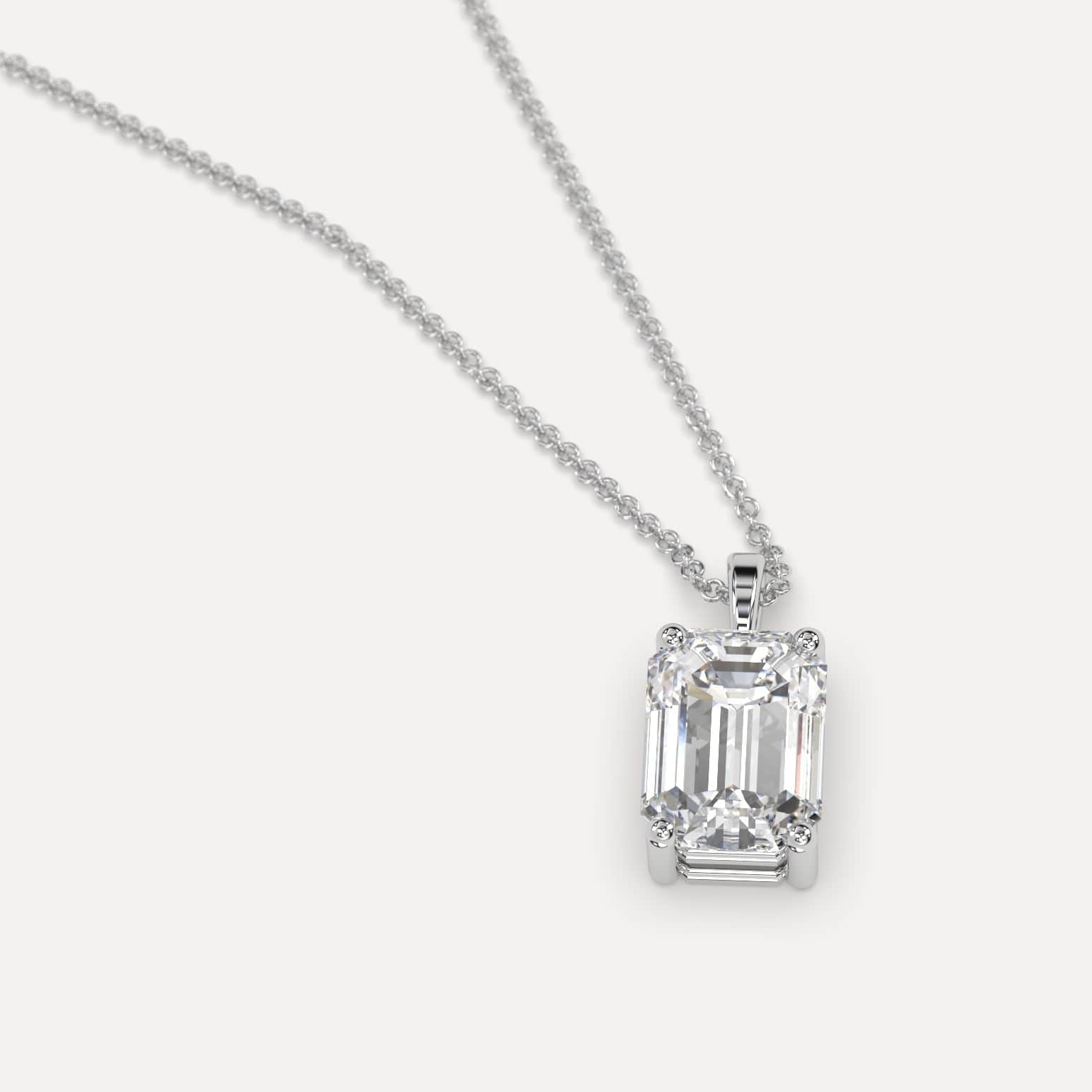 2 Carat Emerald Diamond Pendant Necklace for Women - 14K Gold Solitaire Jewelry Gift for Anniversary, Birthday & Valentine's Day - Elegant Necklace for Special Occasions & Evening Wear