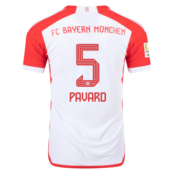 Adidas Bayern Munich Authentic Benjamin Pavard Home Jersey 23/24 - White/Red with Bundesliga Champions Patch | Official Soccer Jersey for Fans & Players | Perfect for Matchdays, Training & Gifts