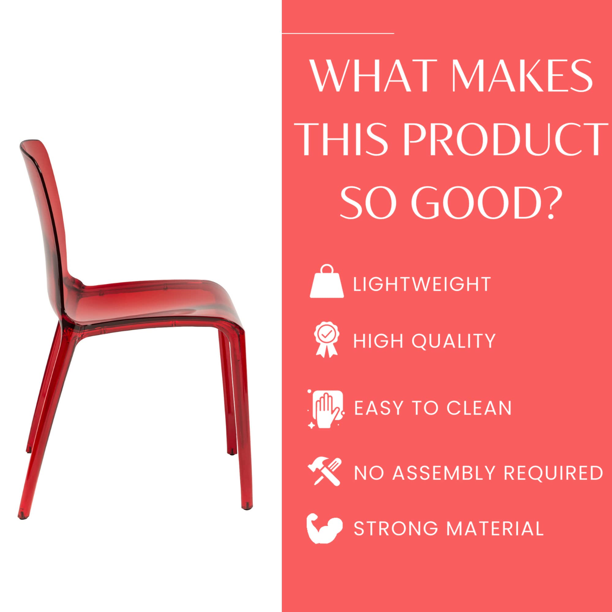 LeisureMod Murray Dining Chair - Modern Comfortable Upholstered Chair in Red for Kitchen, Dining Room & Office | Perfect for Home & Restaurant Use