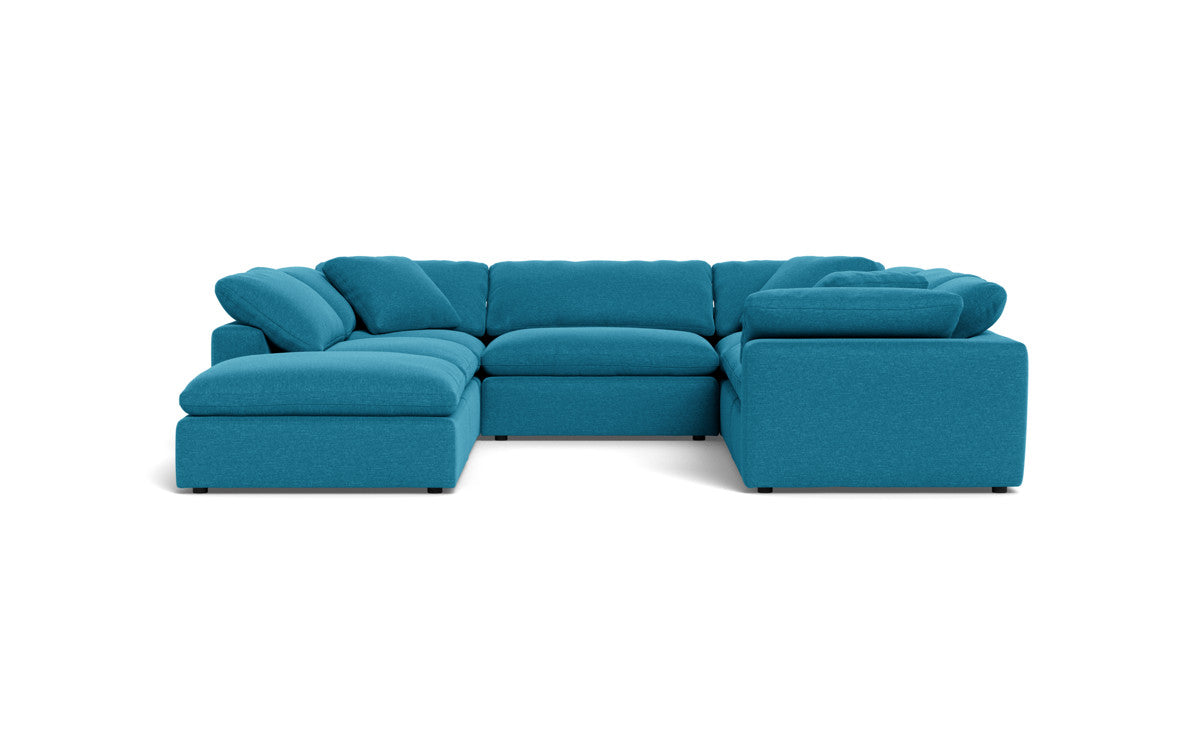Fluffy 6-Piece Sectional Sofa with Ottoman - Soft Modular Couch Set for Living Room, Lounge & Family Room - Perfect for Relaxing, Entertaining & Movie Nights