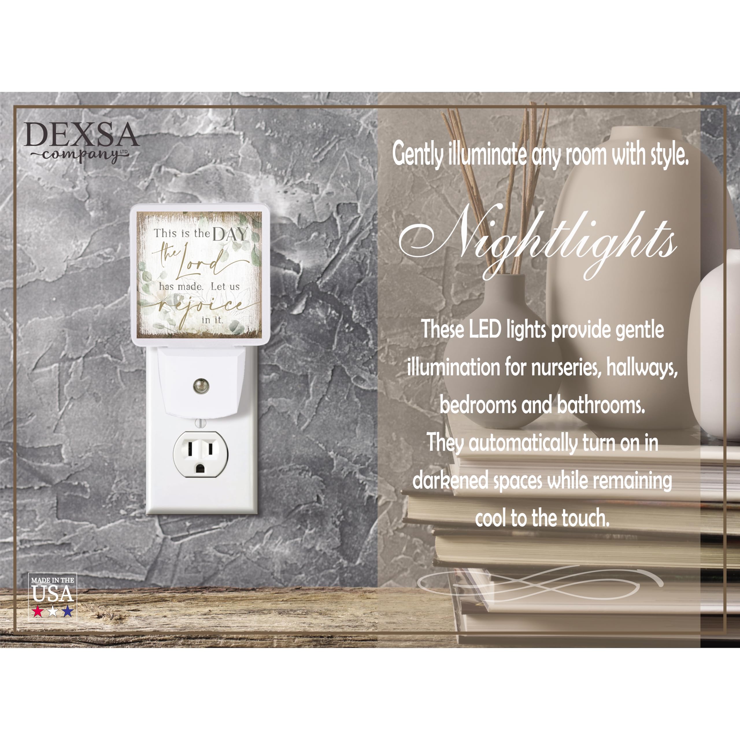 Dexsa Auto ON/Off Plug-in LED Night Light - Energy Saving Automatic Nightlight for Bedroom, Hallway, Nursery | Safe Motion Sensor Lighting for Kids & Adults | Perfect for Nighttime Safety & Convenience