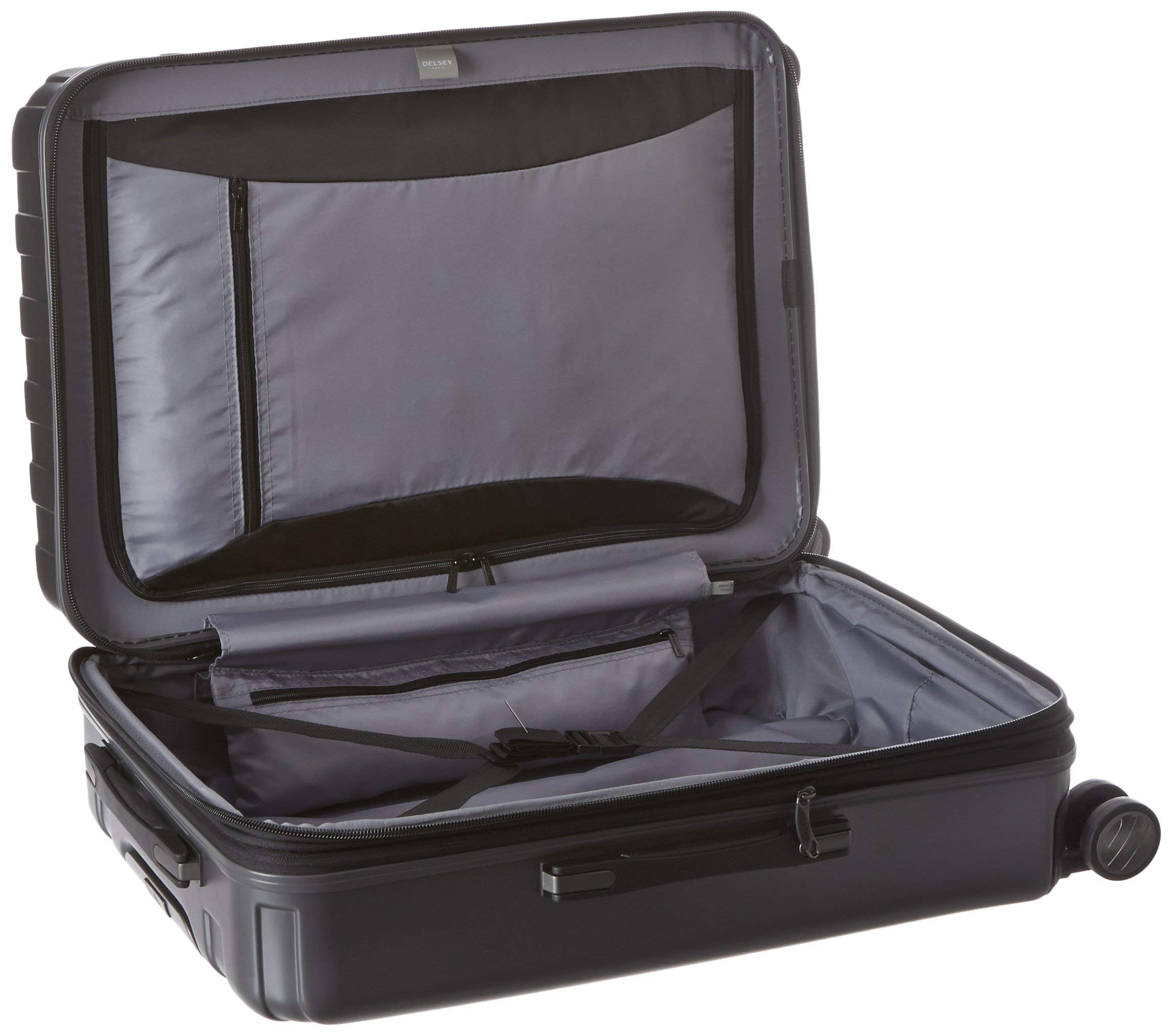 Delsey Paris Titanium Hardside Expandable Luggage with 360° Spinner Wheels - 25 Inch Checked-Medium Suitcase (Graphite) | Perfect for International Travel, Business Trips & Family Vacations