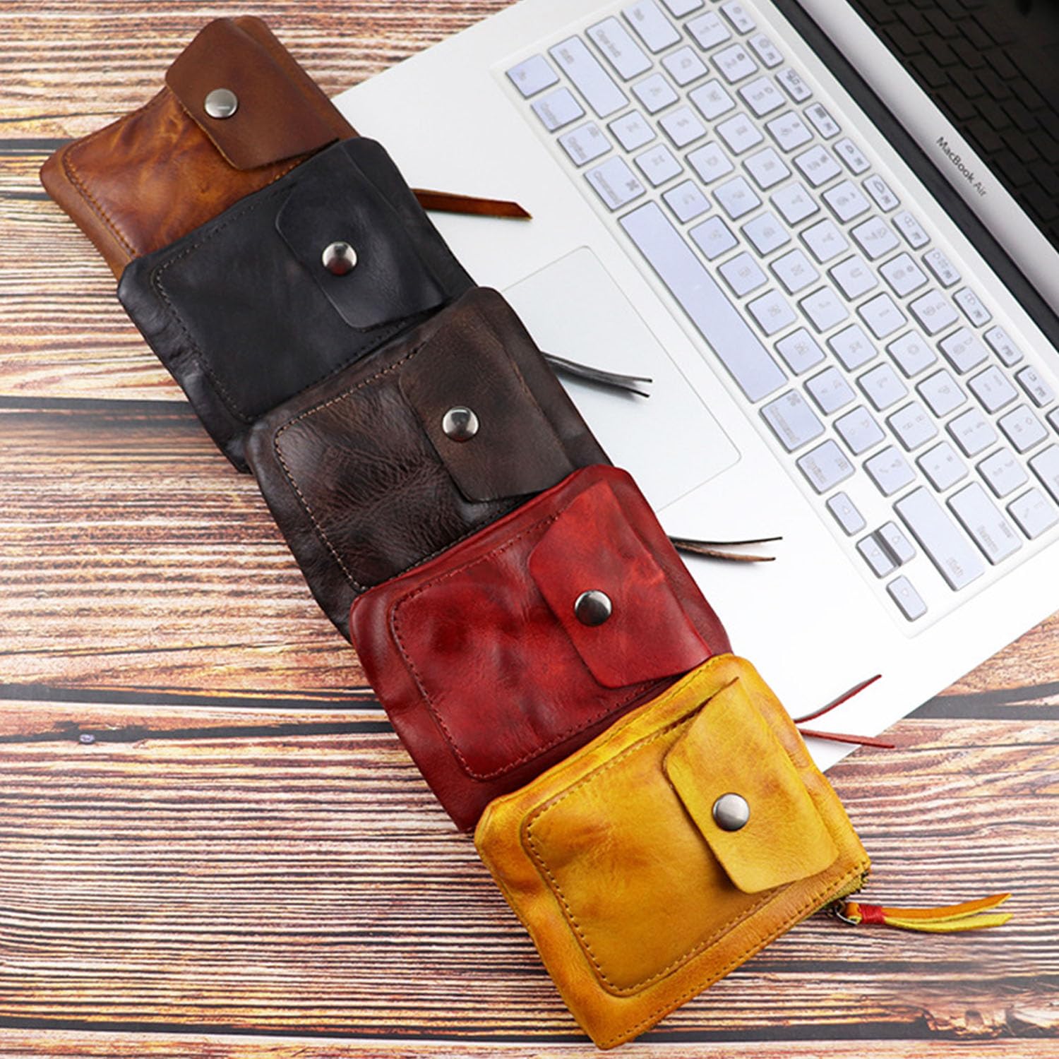 Genuine Leather Zipper Coin Purse for Men & Women - Vintage Mini Coin Wallet with Zipper Closure - Small Leather Change Pouch Holder (Yellow Brown) - Perfect for Organizing Coins, Keys & Small Essentials On-the-Go