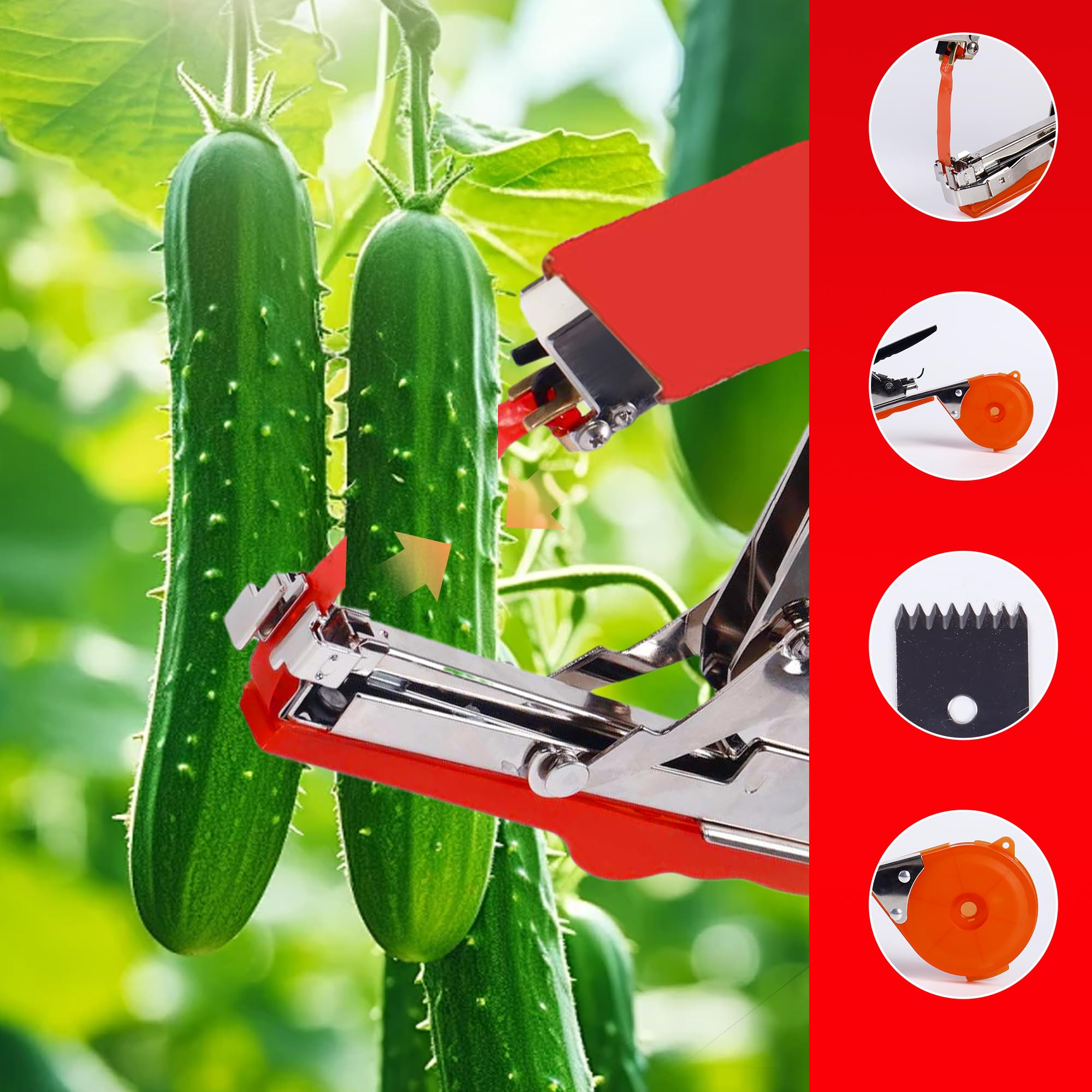 **Garden Plant Tying Machine with 21 Rolls of Tape & Staples - Vine Support Tool for Grapes, Raspberries, Tomatoes - Ideal for Home Gardening & Vineyard Maintenance (Yellow)**