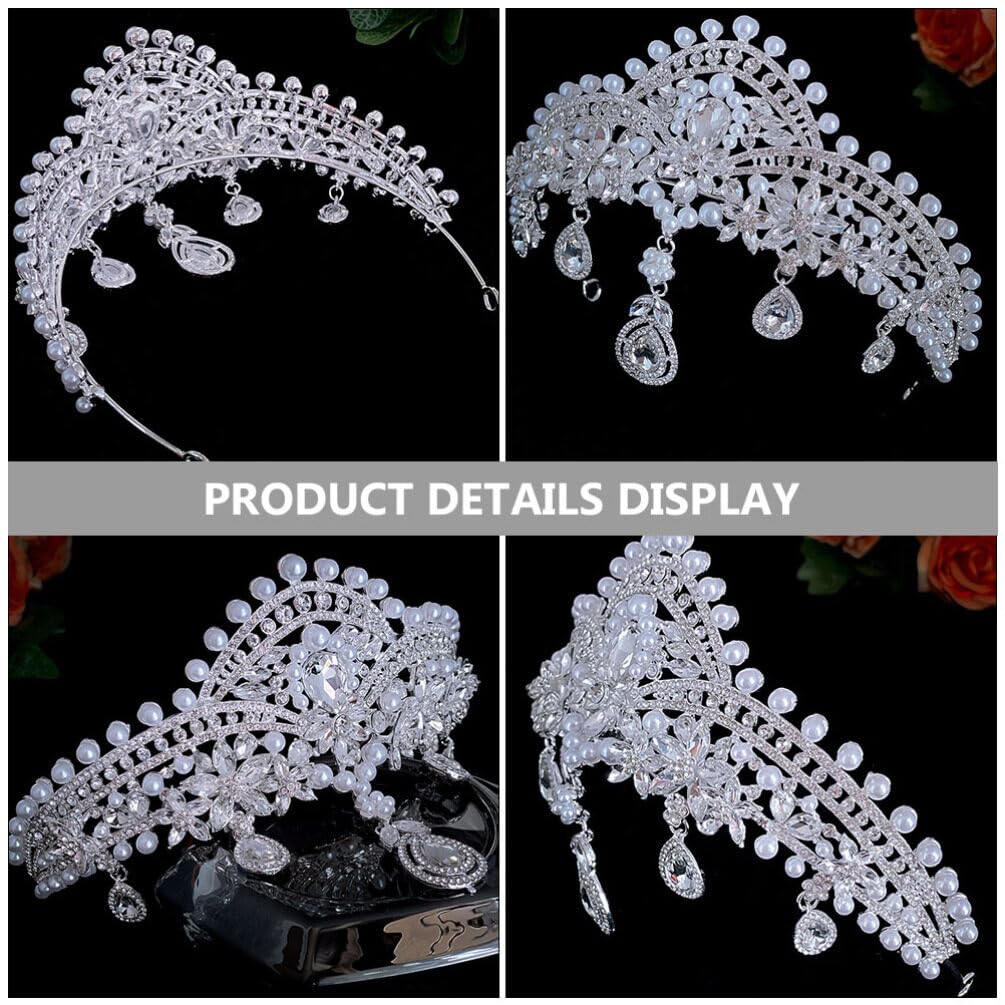 FOMIYES Pearl Rhinestone Crown - Elegant Bridal Tiara with Diamonds & Rhinestones for Bride, Queen, Wedding, Prom | Perfect for Weddings, Pageants, Proms, and Special Occasions