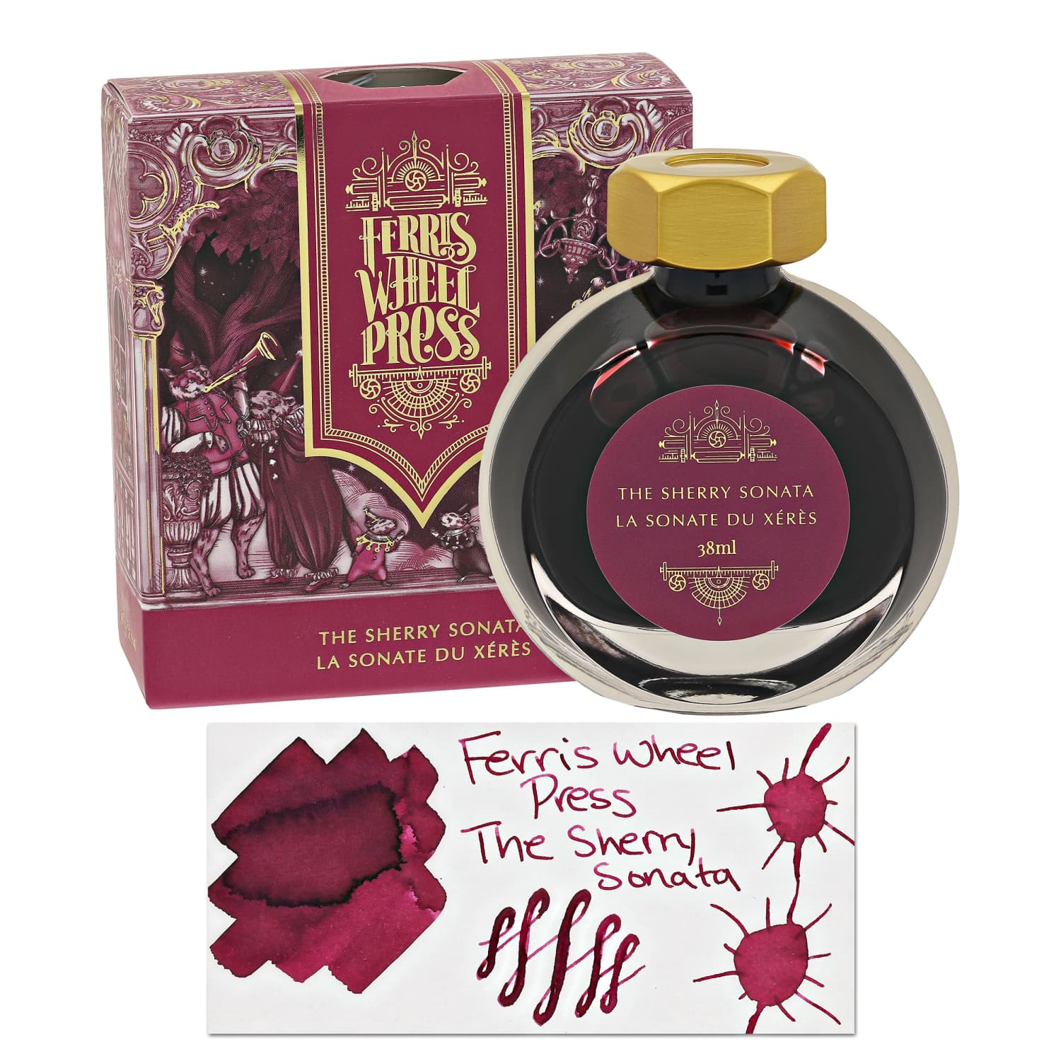 Ferris Wheel Press The Sherry Sonata Fountain Pen Ink Bottle - 38 mL Premium Writing Ink for Calligraphy, Journaling & Artistic Projects - Perfect for Pen Enthusiasts & Gift Giving