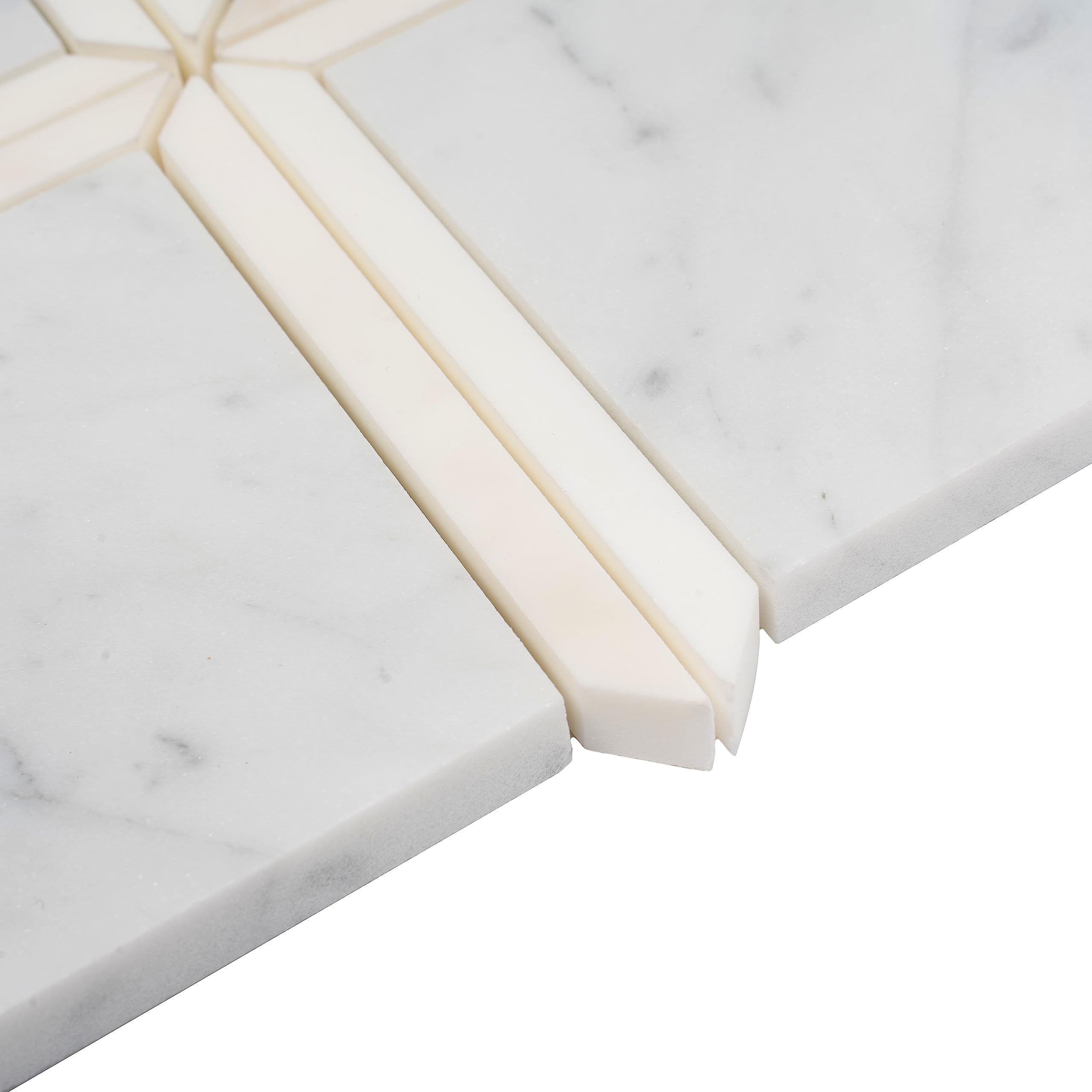 White & Grey Square Marble Mosaic Tile - 12
