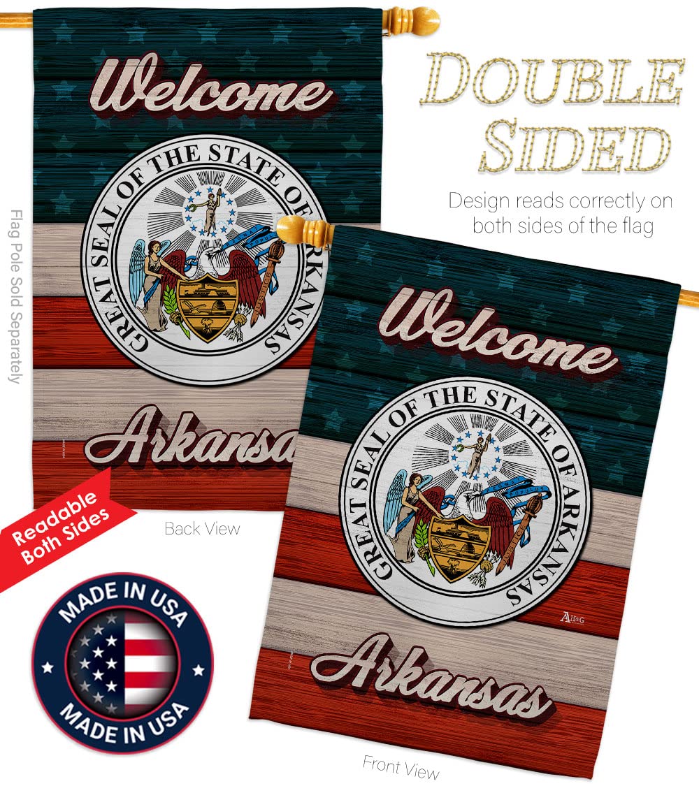 Americana Home & Garden Welcome Arkansas House Flag - Double-Sided USA Made Decorative Banner for States, Territories & Country Areas - Perfect for Small Garden, Yard, Porch & Patriotic Gift Giving