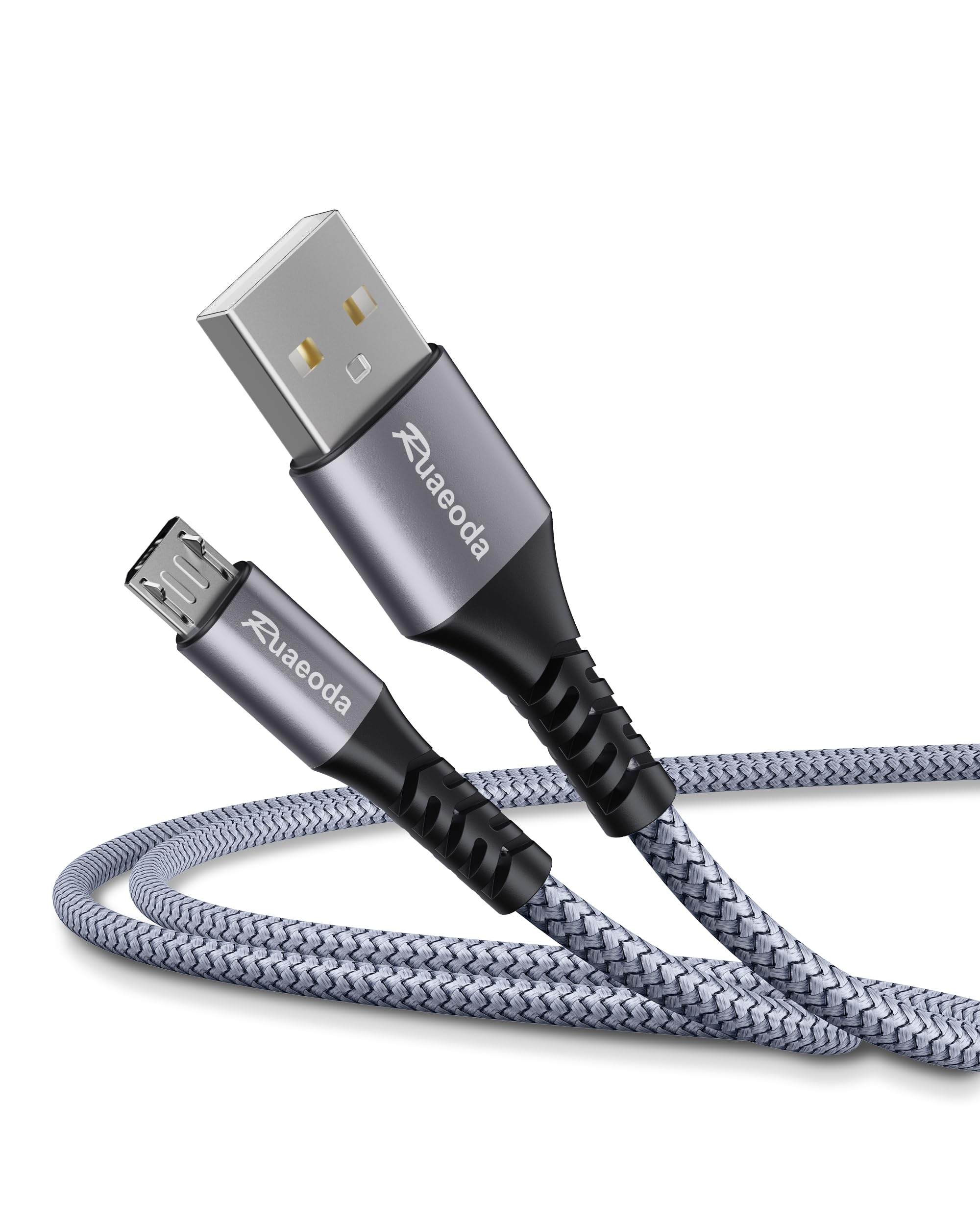 Fast Charging Micro USB Cable 6ft 2-Pack - Durable Nylon Braided Android Charger Cord, High Speed USB 2.0 A Male to Micro B for Samsung Galaxy, PS4, Kindle & More - Perfect for Home, Office & Travel Charging