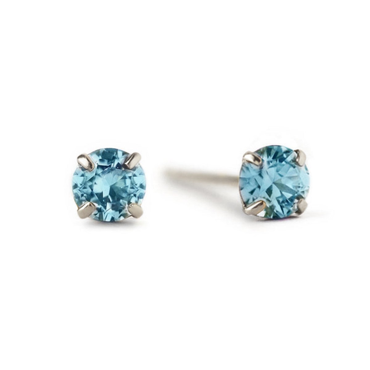 Blue Zircon Birthstone Stud Earrings - Perfect for December Birthdays, Anniversary Gifts & Everyday Elegance