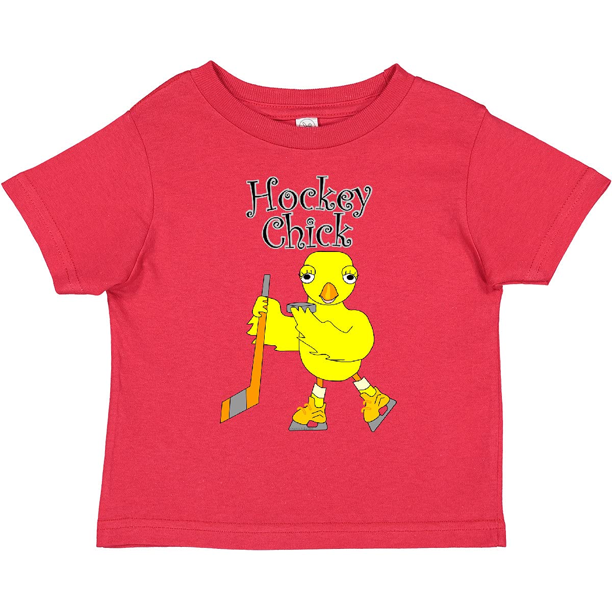 Inktastic Hockey Chick Text Toddler T-Shirt - Cute Hockey Lover Outfit for Toddler Girls, Soft Cotton Tee for Playtime & Sports Events