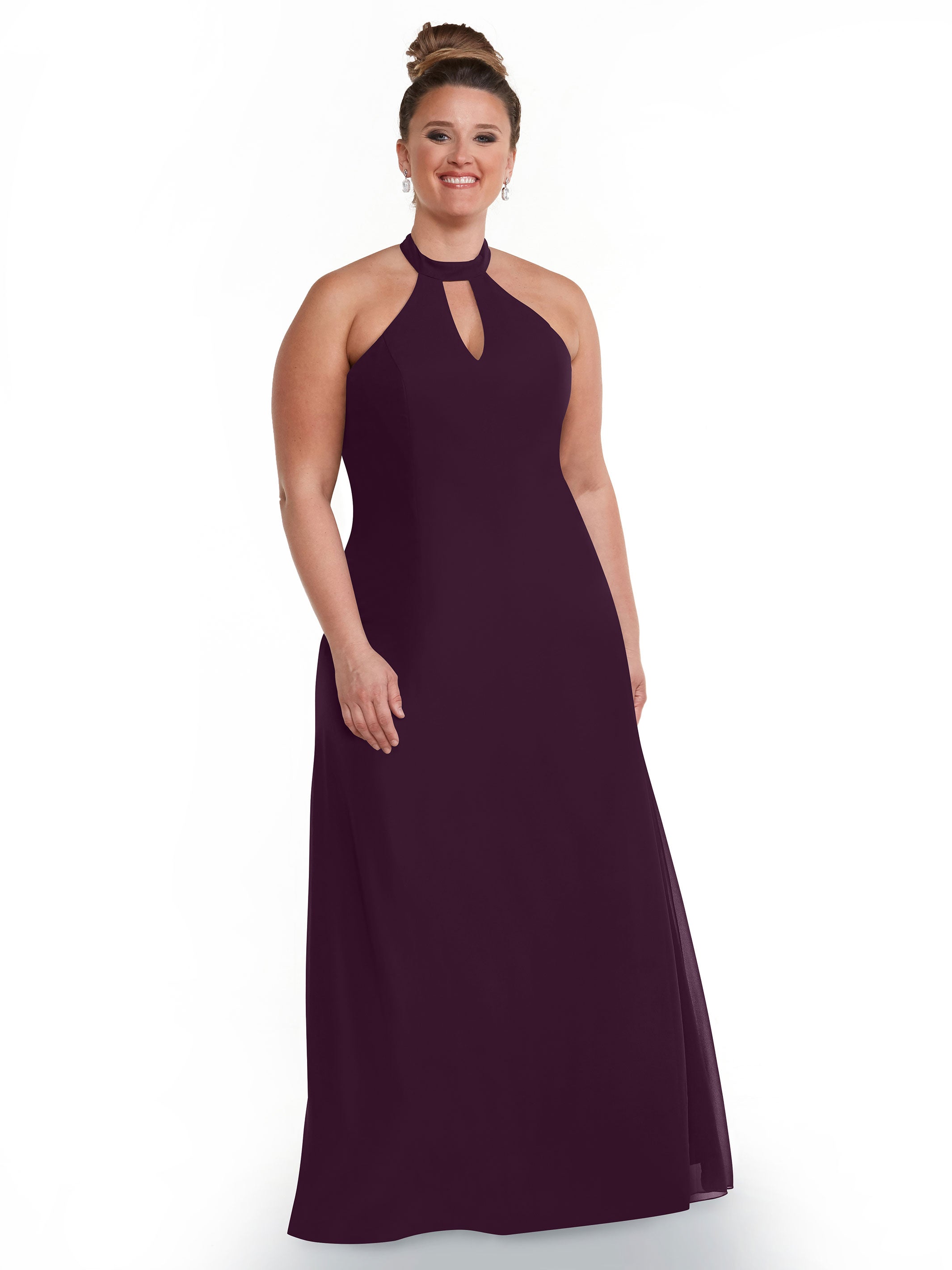 Elegant 80138 Chiffon A-Line Bridesmaid Dress with Keyhole Halter Neckline - Perfect for Weddings, Formal Events & Special Occasions