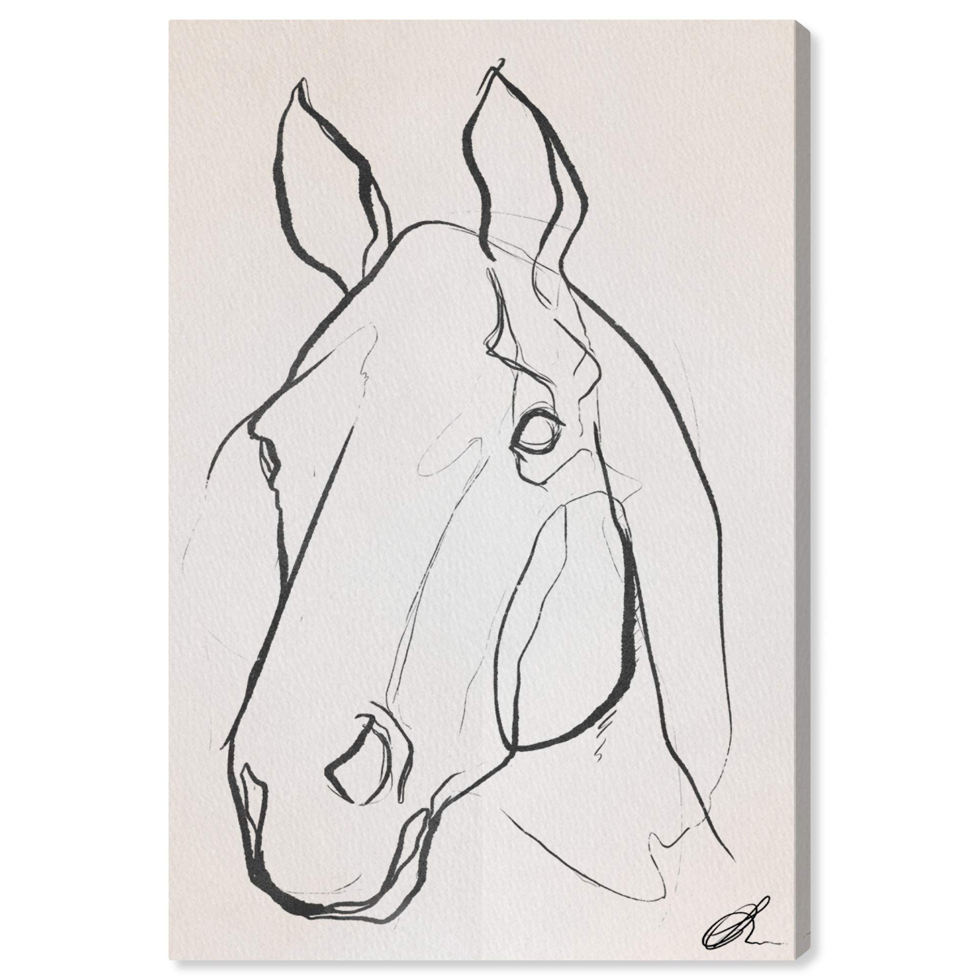 Stallion Sketch III Wall Art Canvas Print - 24x36 Inches Black & White Horse Painting - Modern Home Decor for Living Room, Bedroom, Office - Premium Animal Artwork by Oliver Gal Artist Co.