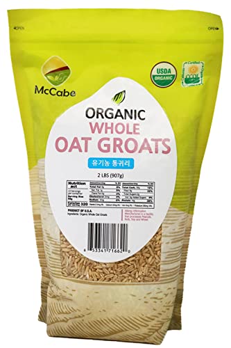 Organic Whole Oats Groats - 2Lbs Whole Grain Oats | USDA & CCOF Certified Raw Oat Groats | Non-GMO, Gluten-Free | Perfect for Oatmeal, Granola, Baking & Healthy Breakfast | Made in USA