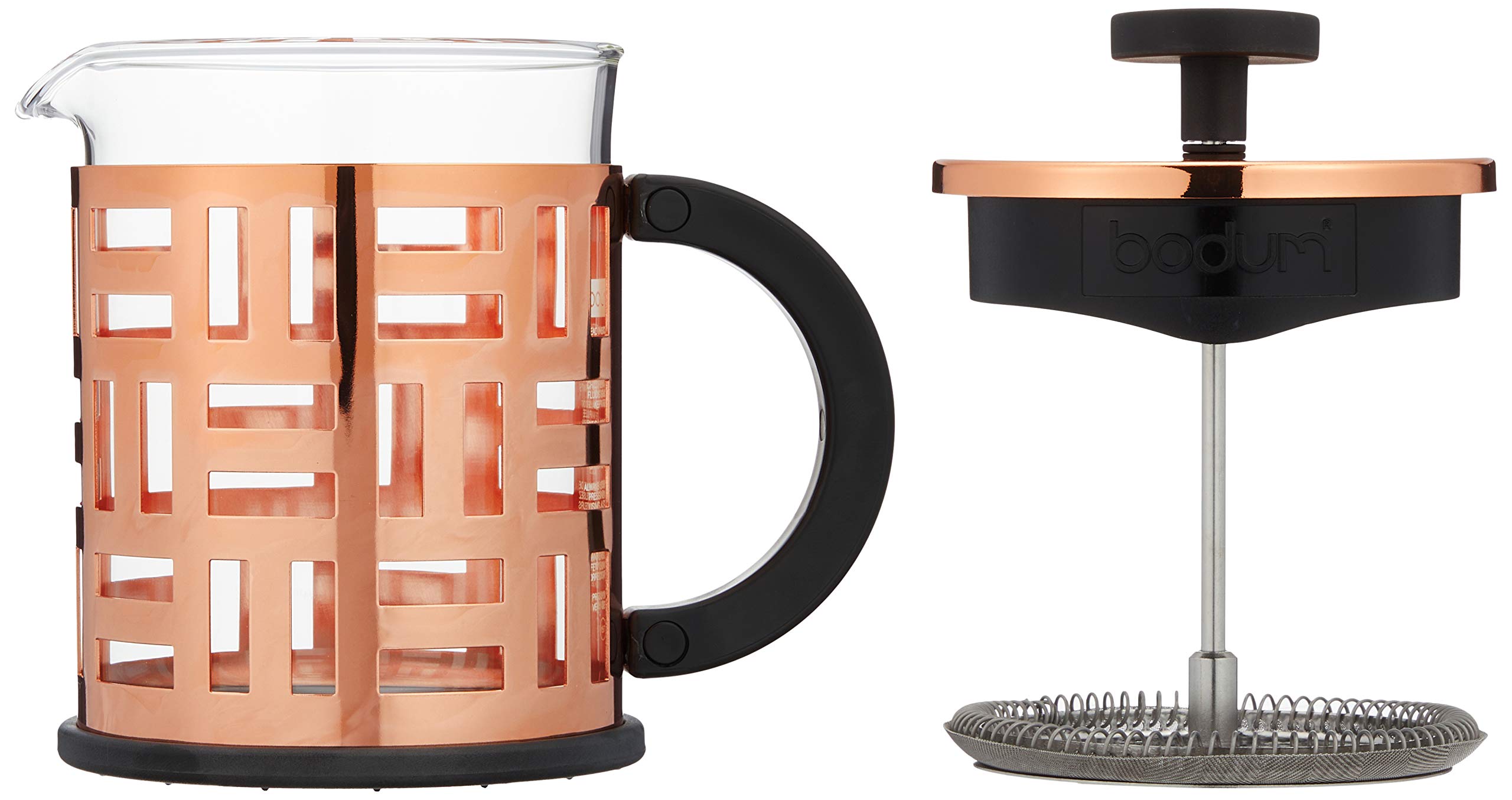 BODUM Eileen 4 Cup French Press Coffee Maker - 17 oz (0.5L) Copper Plated Stainless Steel for Home, Office & Camping - Perfect for Brewing Rich Coffee, Tea & Cold Brew