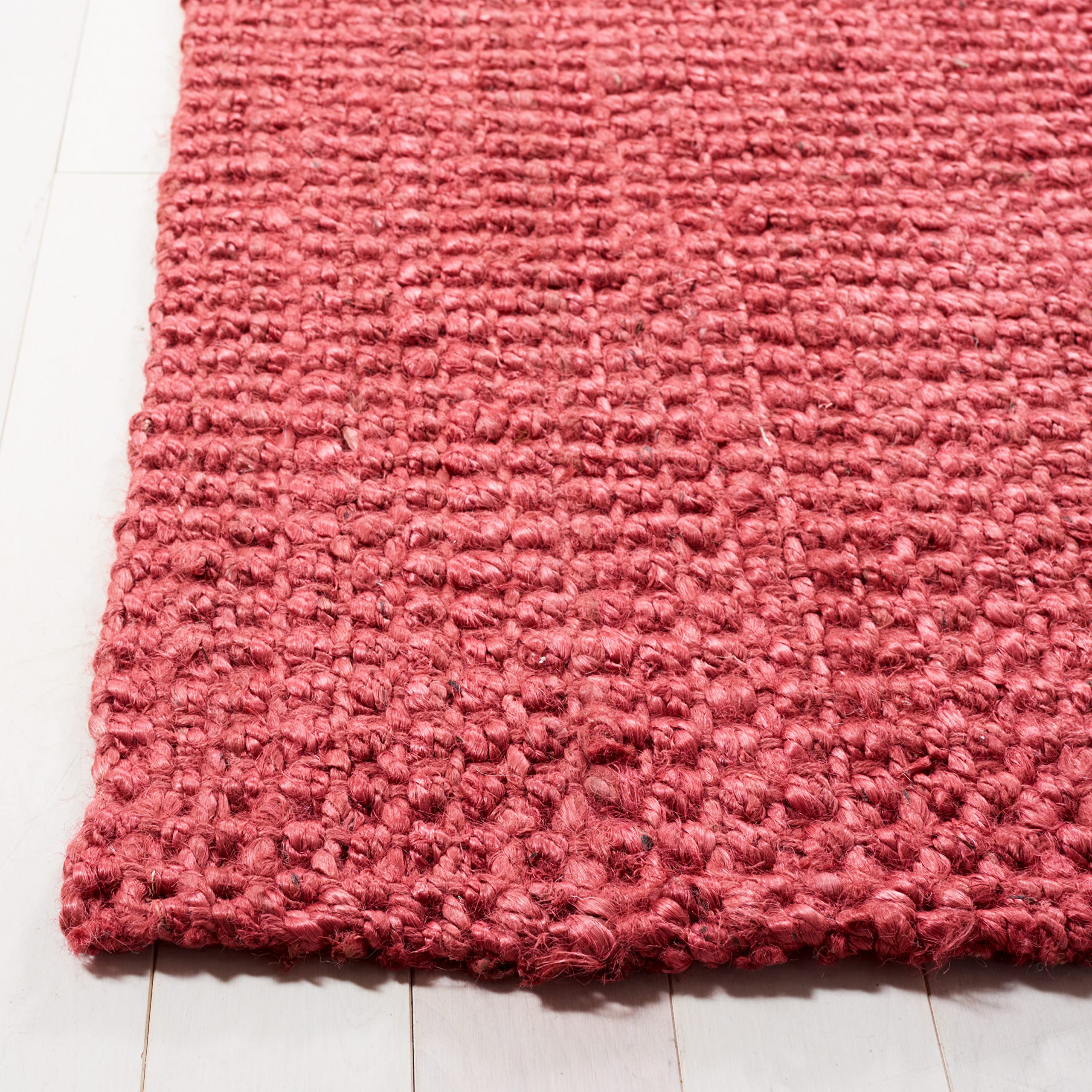 SAFAVIEH Natural Fiber Collection 7' Square Red NF730D Handmade Farmhouse Premium Jute Area Rug - Perfect for Living Room, Bedroom & Boho Home Decor