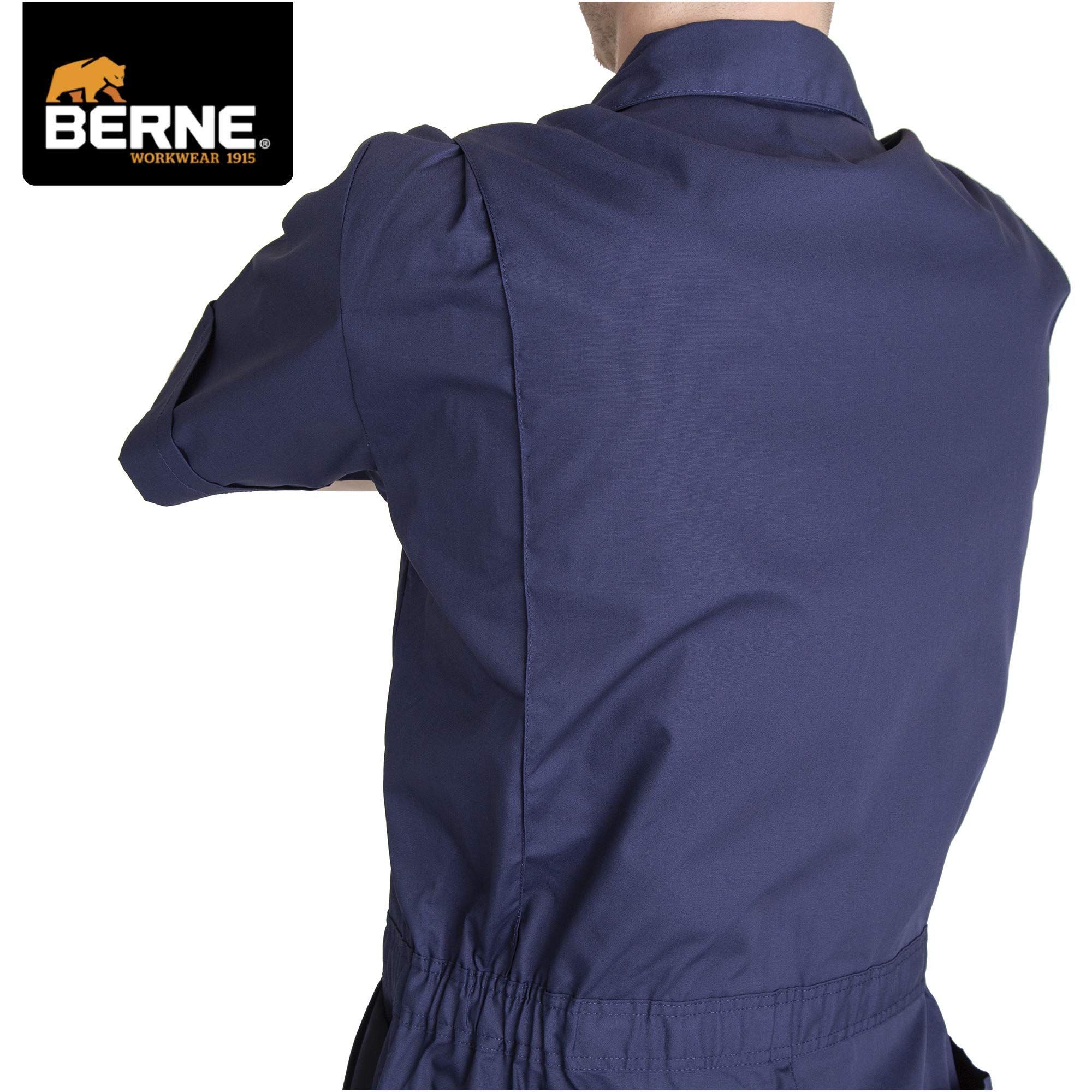 Berne Men's Big & Tall Poplin Short Sleeve Coverall Work Jumpsuit - Durable Lightweight Workwear for Mechanics, Farmers & Outdoor Labor
