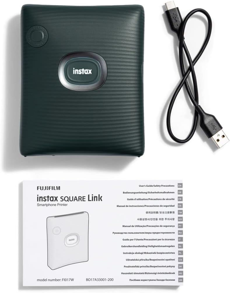 Instax Square Link Smartphone Photo Printer - Print Photos from Phone in Midnight Green | Perfect for Travel, Parties & DIY Scrapbooking