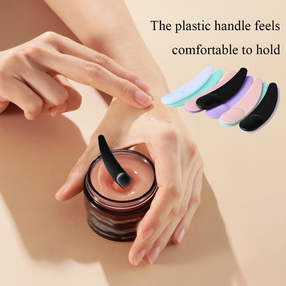 500Pcs Mini Makeup Spatulas - Disposable Plastic Scoop for Cosmetics & Skincare - Multi Colored for Sampling & Mixing