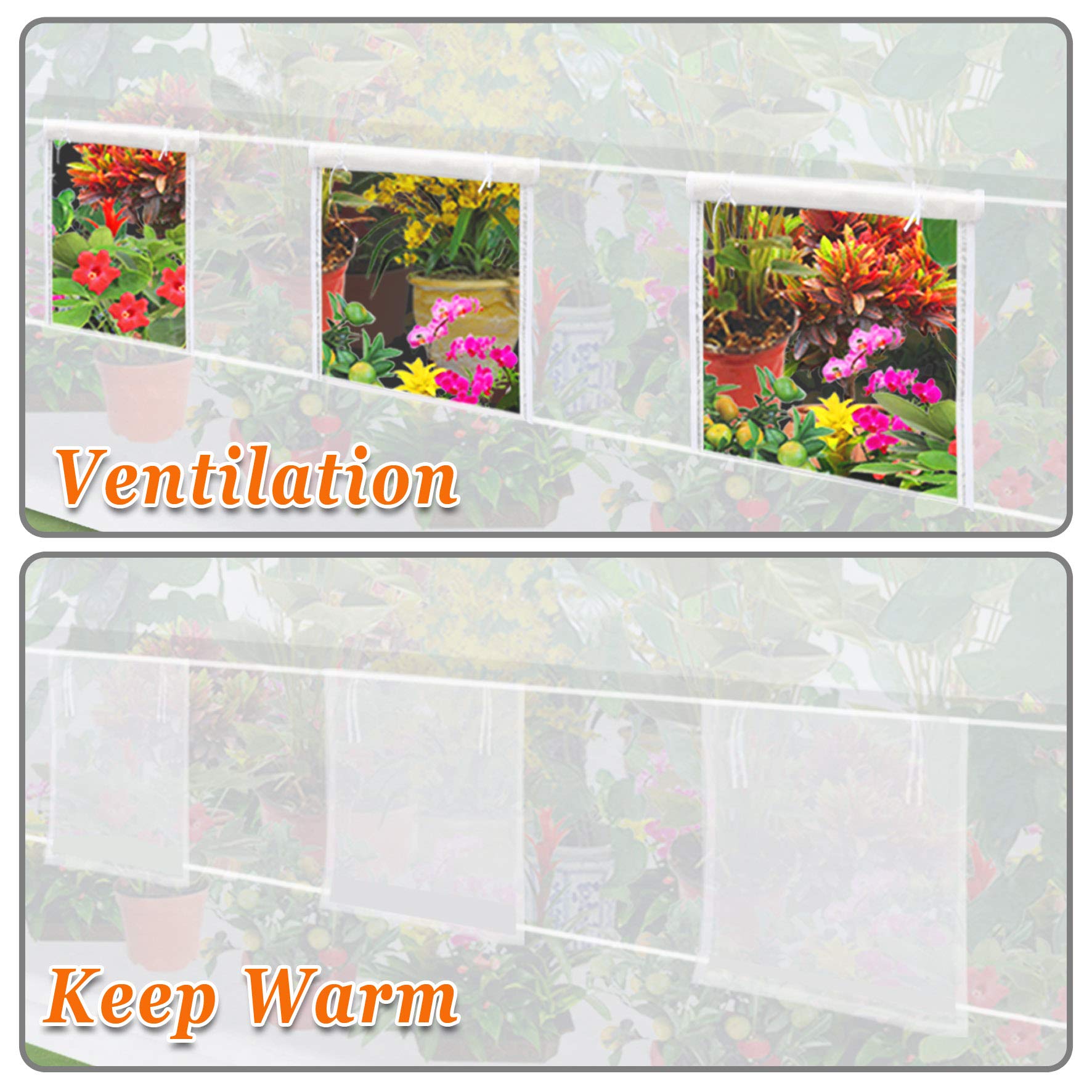 Heavy-Duty Replacement Greenhouse Cover for Large Walk-In Plant Tents - 24.6' x 10' x 7' White Camel Greenhouse Cover (5-Piece Set, Frame Not Included) - Perfect for Outdoor Gardening, Plant Protection & Year-Round Growing