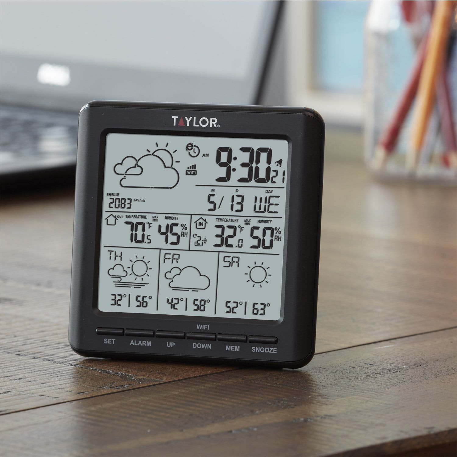 Digital WiFi Weather Station with Indoor Outdoor Temperature Humidity Monitor - Perfect for Home, Office, and Travel Use