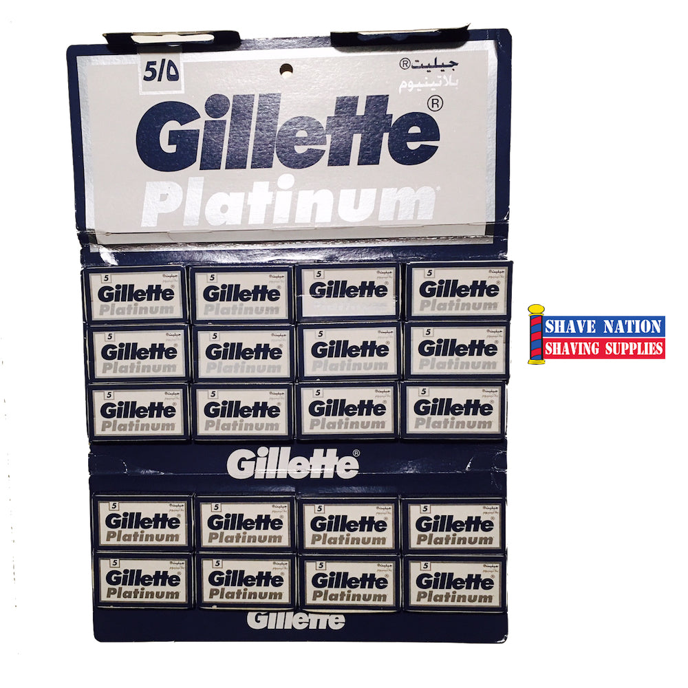 Gillette Platinum Double Edge Razor Blades - 100 Count Pack | Ultra Sharp & Long-Lasting for Smooth Shaving | Perfect for Men's Wet Shaving & Barber Shop Use