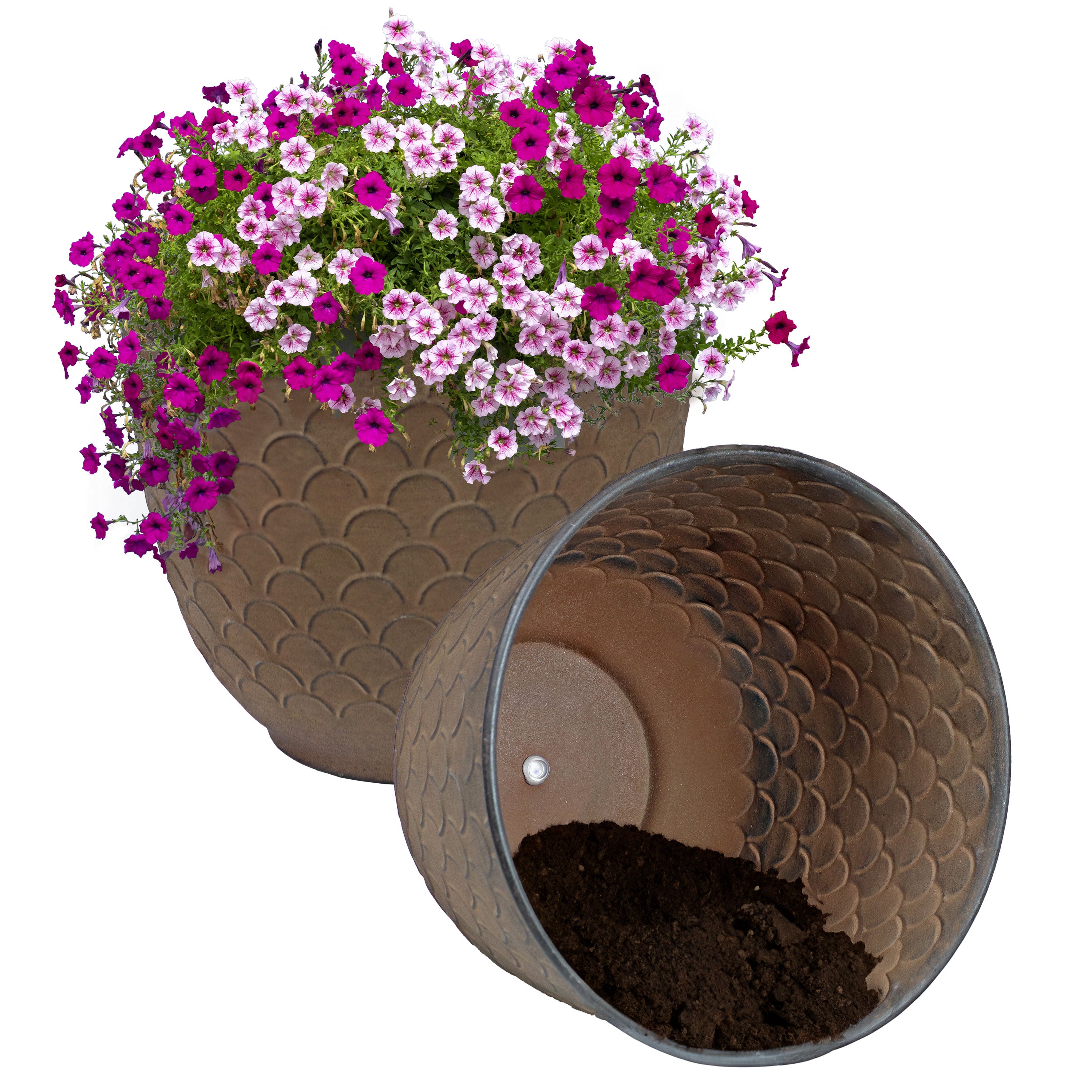 Sunnydaze Dinah 12.5 Inch Metal Outdoor Plant Pots - Rust-Resistant Garden Planter for Patio, Deck, Balcony & Backyard Decor