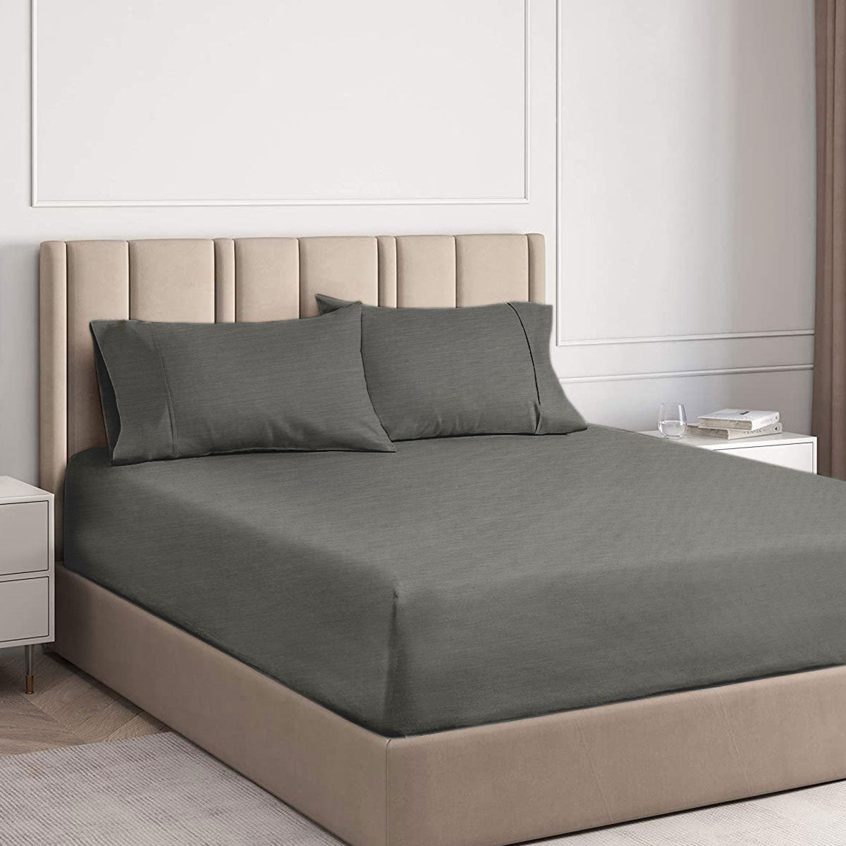 Premium 2000TC Charcoal Cooling Bamboo Sheet Set - King Size | Breathable & Temperature Regulating Bedding for Hot Sleepers | Perfect for Summer Nights & Warm Climates