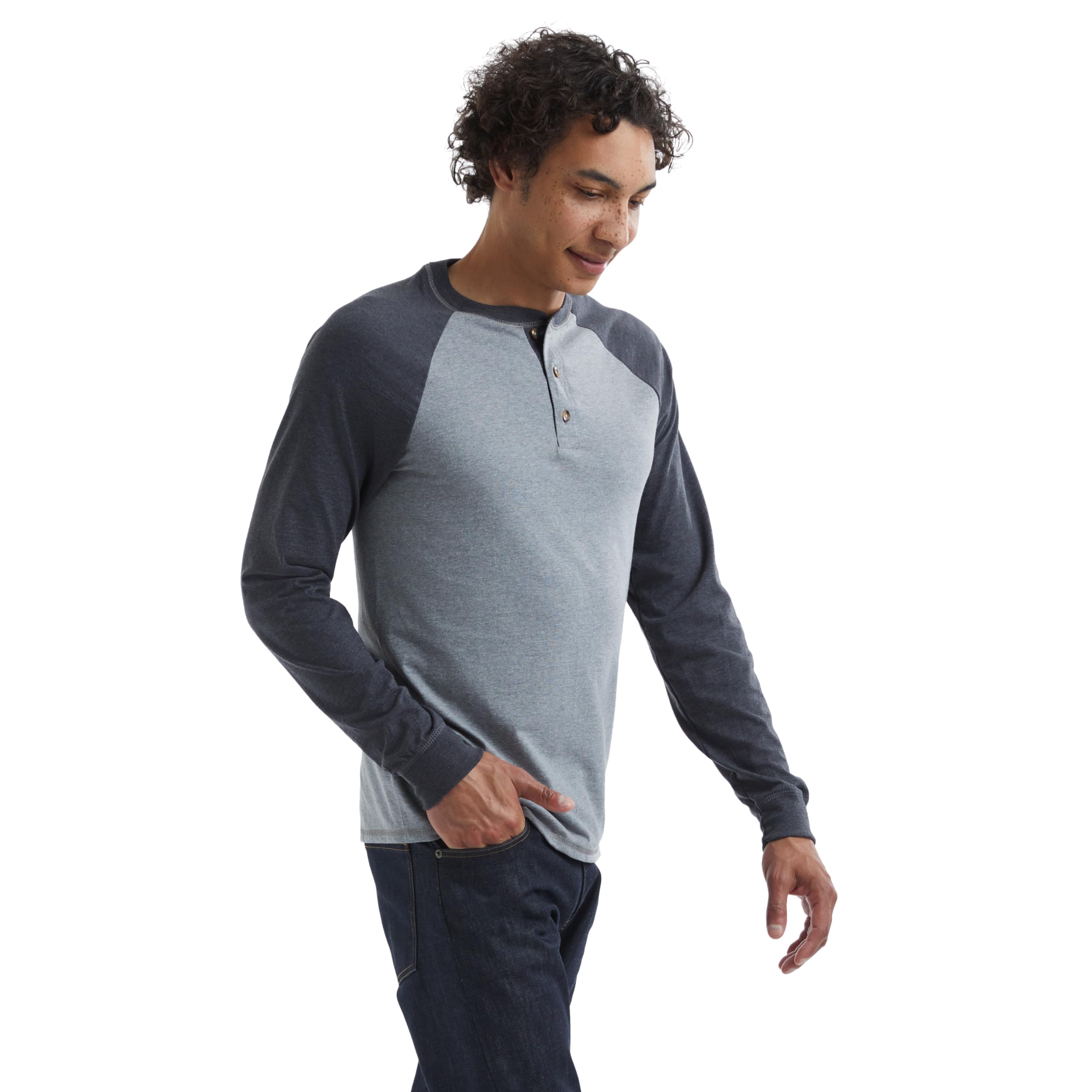 Hanes Men's Beefy-T Long Sleeve Cotton Henley Shirt - Soft Comfortable Casual Wear for Everyday, Work & Outdoor Activities