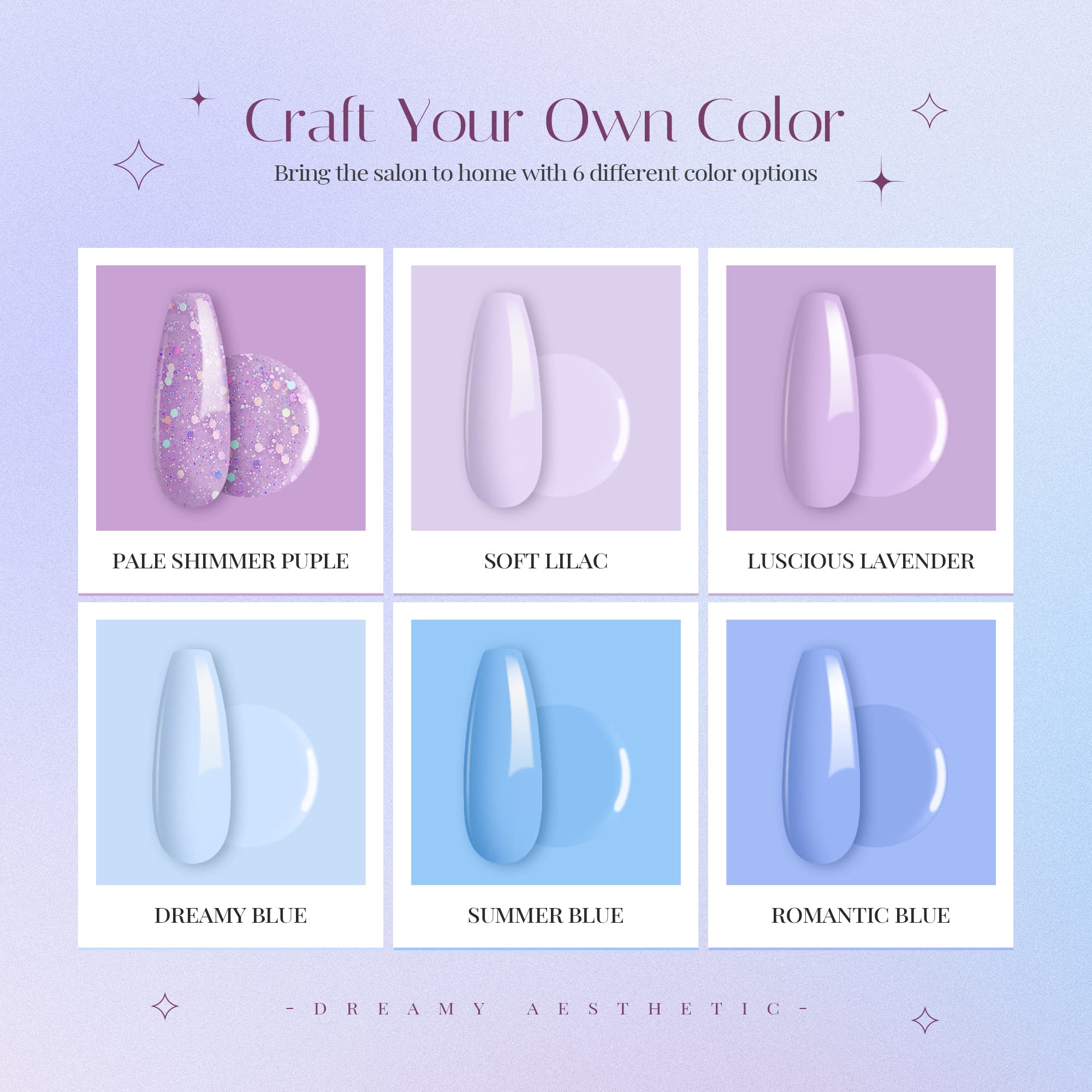 Beetles 6 Colors Gel Nail Polish Set - Glitter Sky Blue, Purple & Lavender UV LED Soak Off Gel Polish Kit for DIY Manicure | Salon Quality Nails at Home | Perfect for Parties, Weddings & Special Occasions