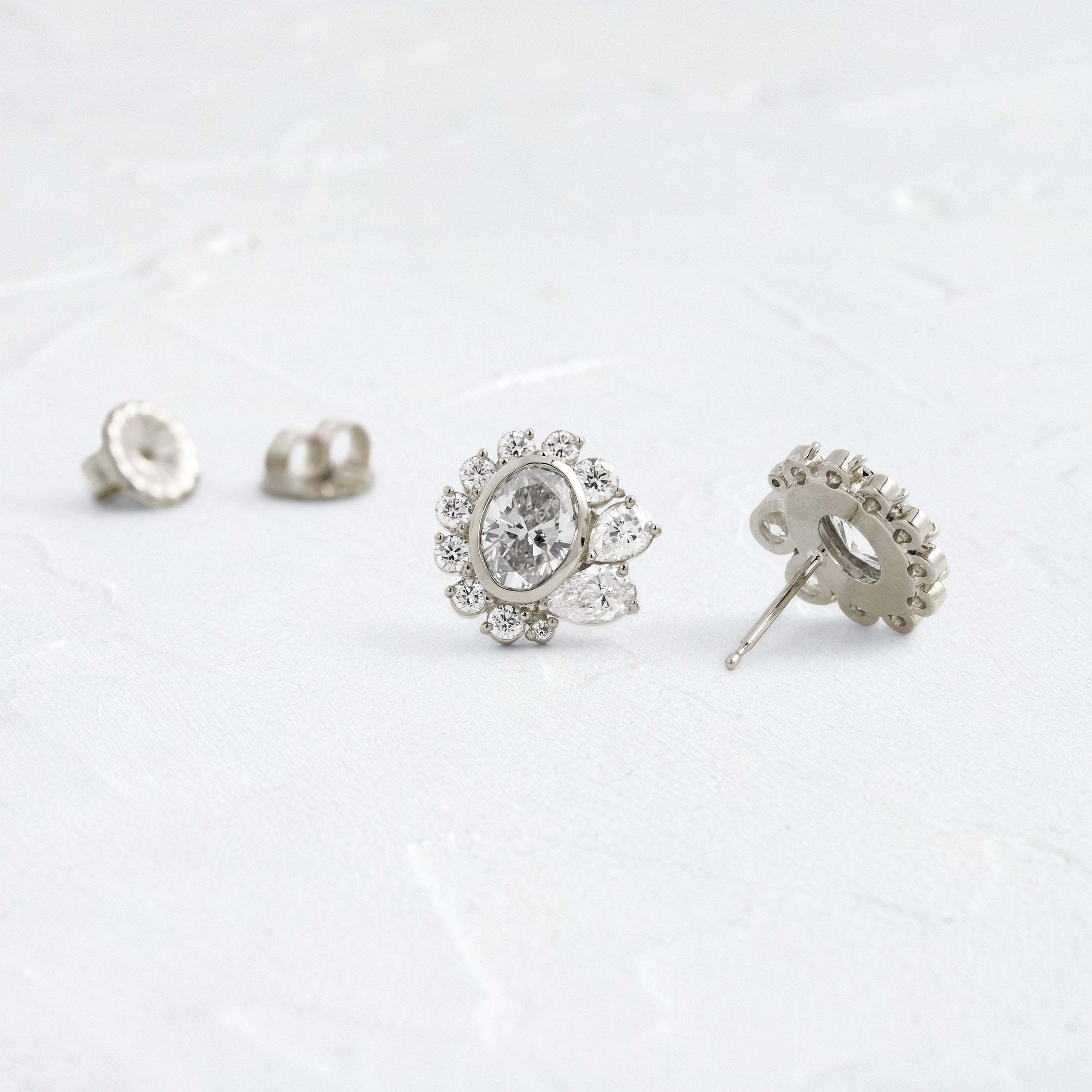 Oval Cut Embroidery Bezel Studs - Perfect for DIY Crafts, Jewelry Making & Fashion Accessories