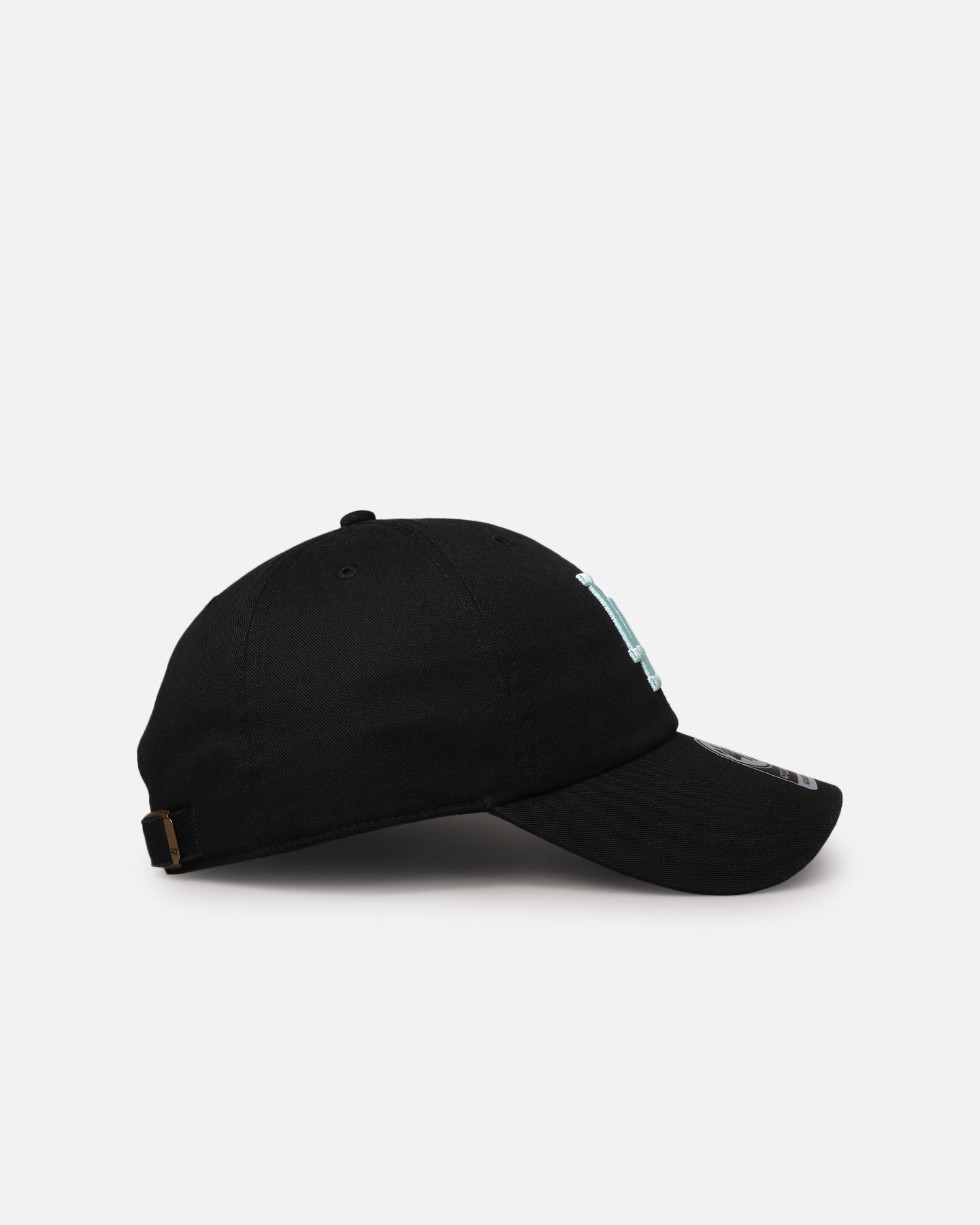 47 Brand Los Angeles Dodgers 47 Clean Up Adjustable Strapback Snapback Hat - Black & Turquoise - MLB Baseball Cap for Men & Women - Perfect for Games, Streetwear & Casual Outfits