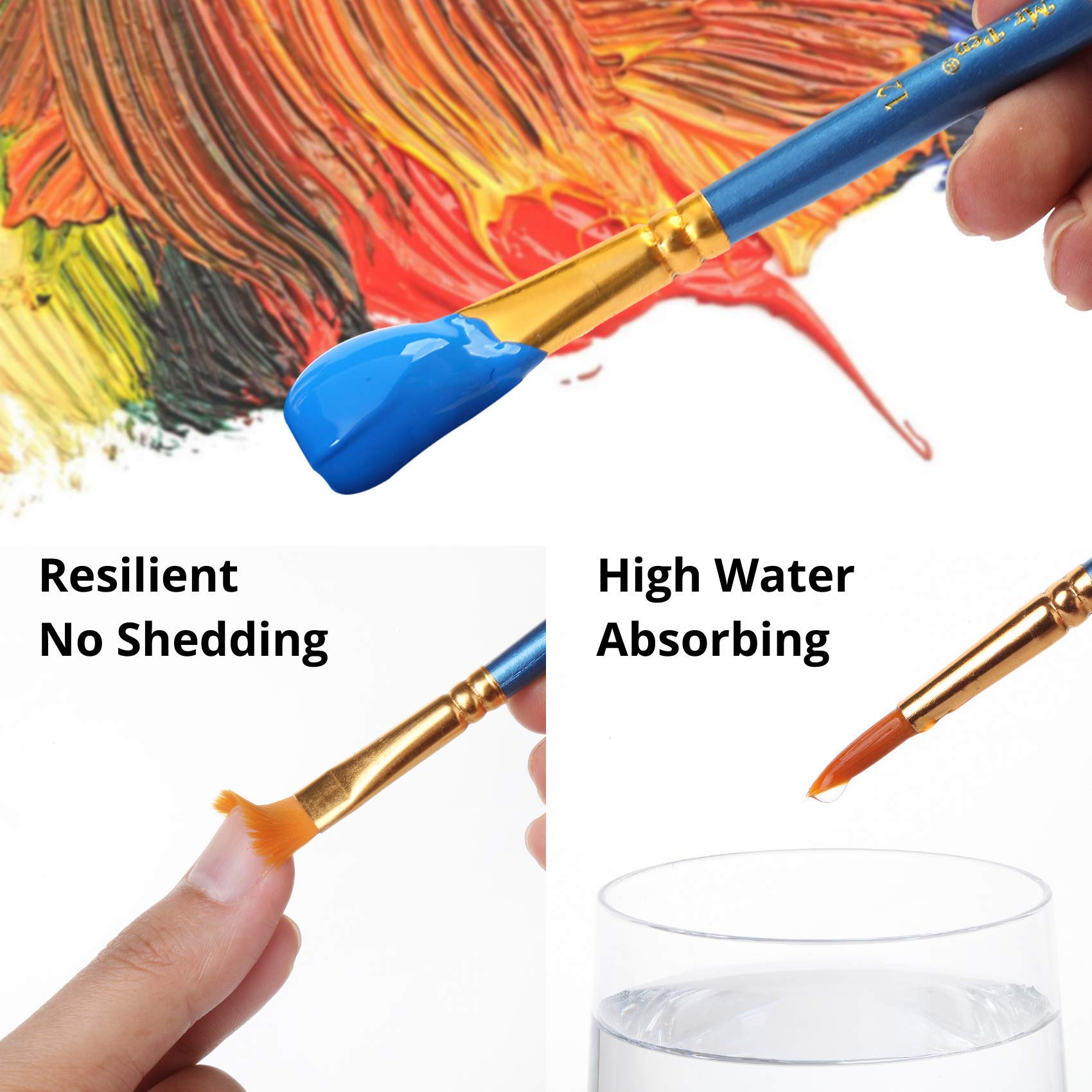 Mr. Pen 10-Piece Acrylic Paint Brush Set - Professional Art Brushes for Acrylic, Watercolor & Drawing | Perfect for Kids, Beginners & Artists | Ideal for Canvas Painting, DIY Crafts & School Art Projects