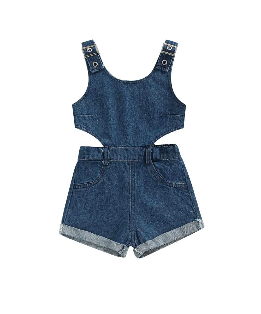 ICECTR Baby Girls Denim Short Overalls - Adjustable Suspenders, Cutout Jumpsuit for Toddlers | Summer Casual Outfit for Playdates, Beach Trips & Outdoor Adventures