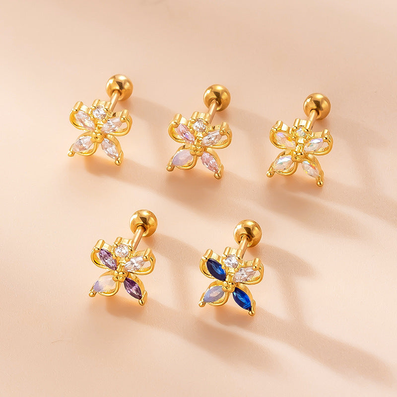 20G Conch Tragus Helix Small Flower Stud Earrings for Women - Dainty Floral Earrings for Cartilage, Tragus, Helix Piercing | Perfect for Everyday Wear, Gift Giving & Special Occasions - HSPJ783