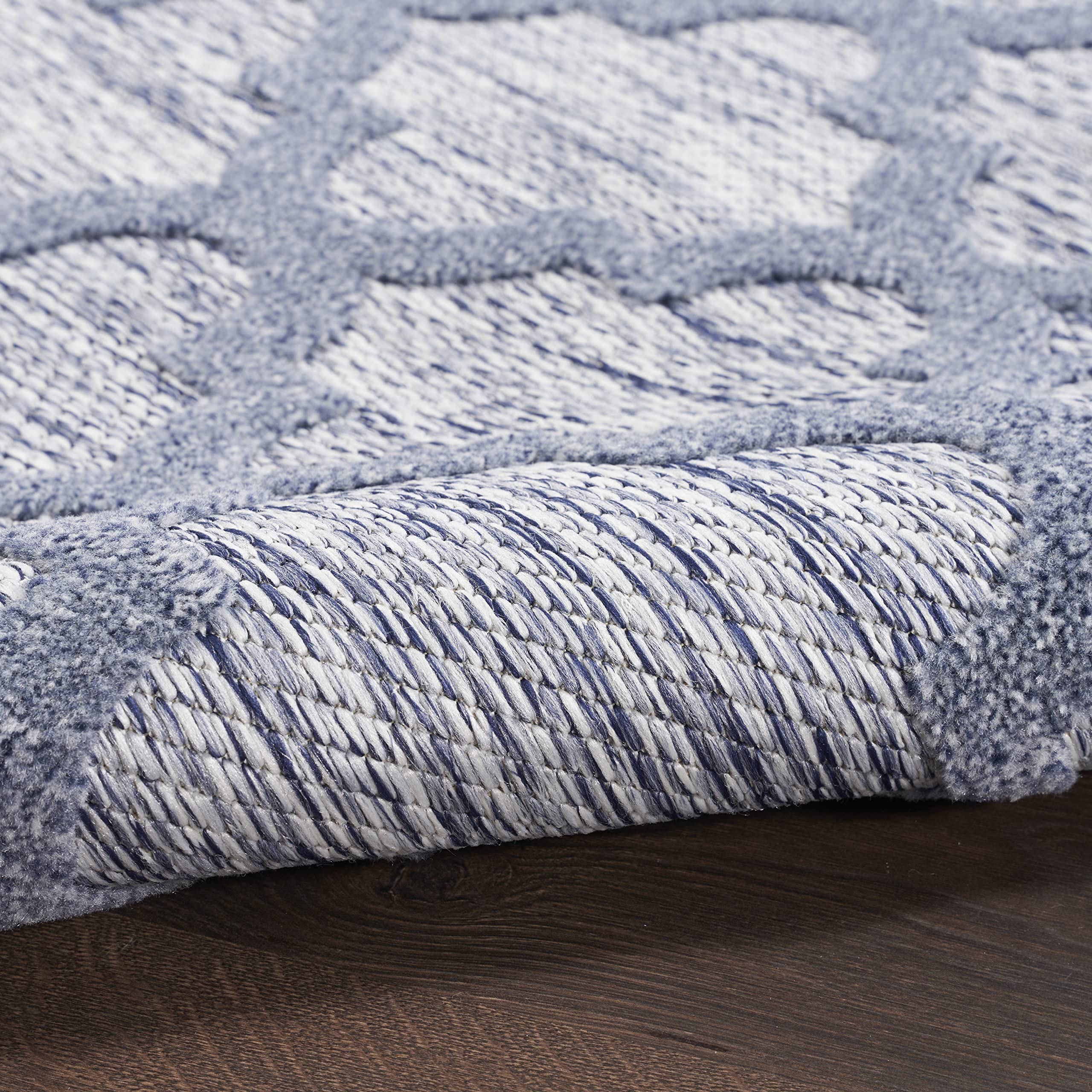 Nourison Easy Care Moroccan Denim Blue 7' x 10' Area Rug - Trellis Pattern, Stain Resistant & Non-Shedding for Easy Cleaning | Perfect for Bedroom, Living Room, Dining Room, Backyard, Deck & Patio Decor (7x10)