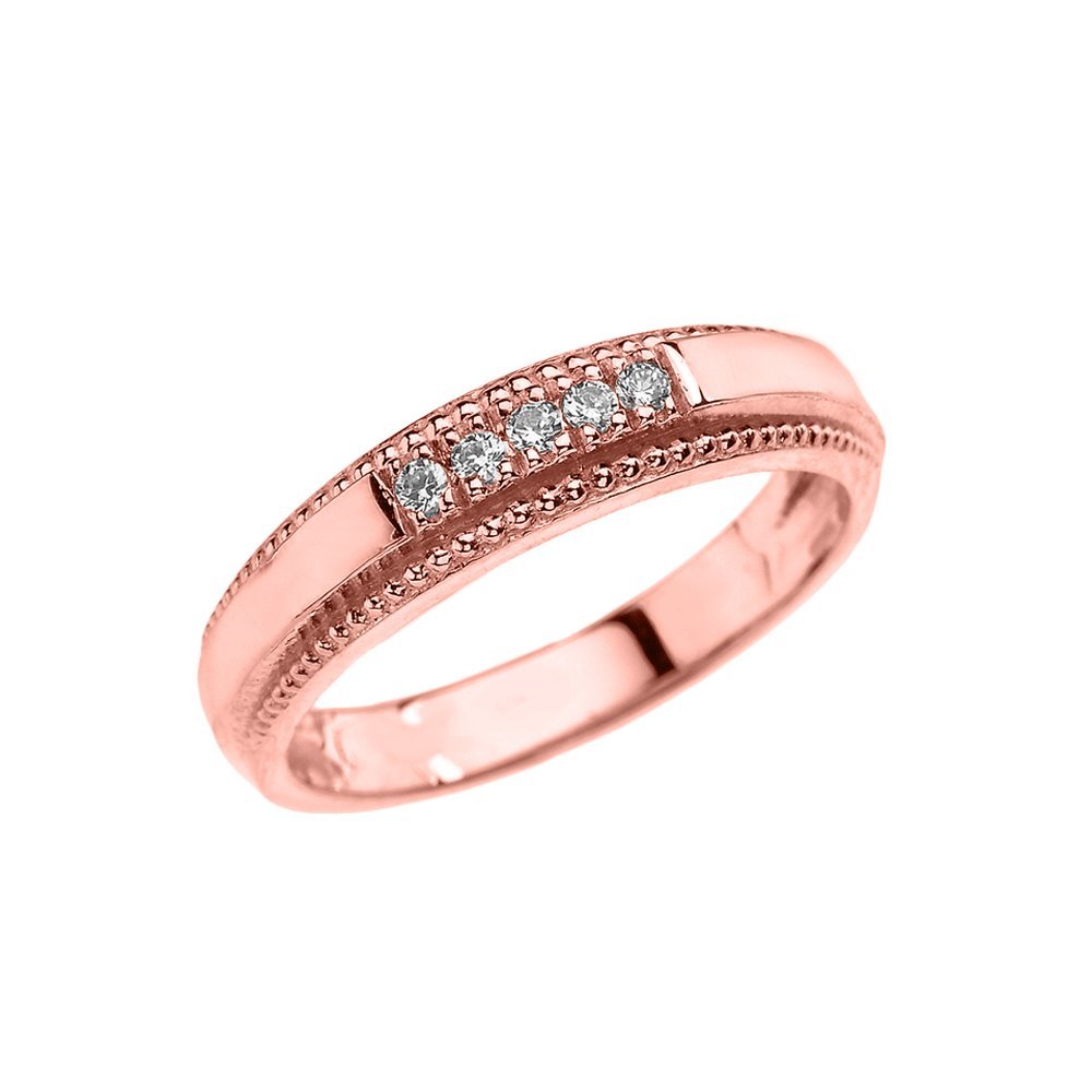 14K Rose Gold Cubic Zirconia Wedding Band Ring for Women - Elegant Bridal Jewelry, Anniversary Gift, Stackable Ring for Everyday Wear