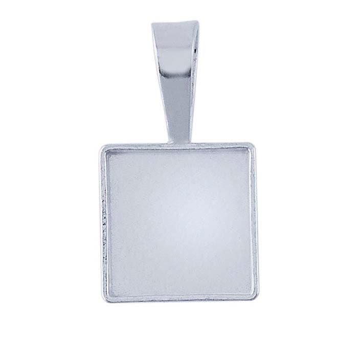 Sterling Silver Square Cabochon Pendant Mounting - 12mm & 16mm Jewelry Setting for Resin Art, DIY Pendant Making - Perfect for Handmade Necklaces, Craft Projects & Custom Jewelry Designs