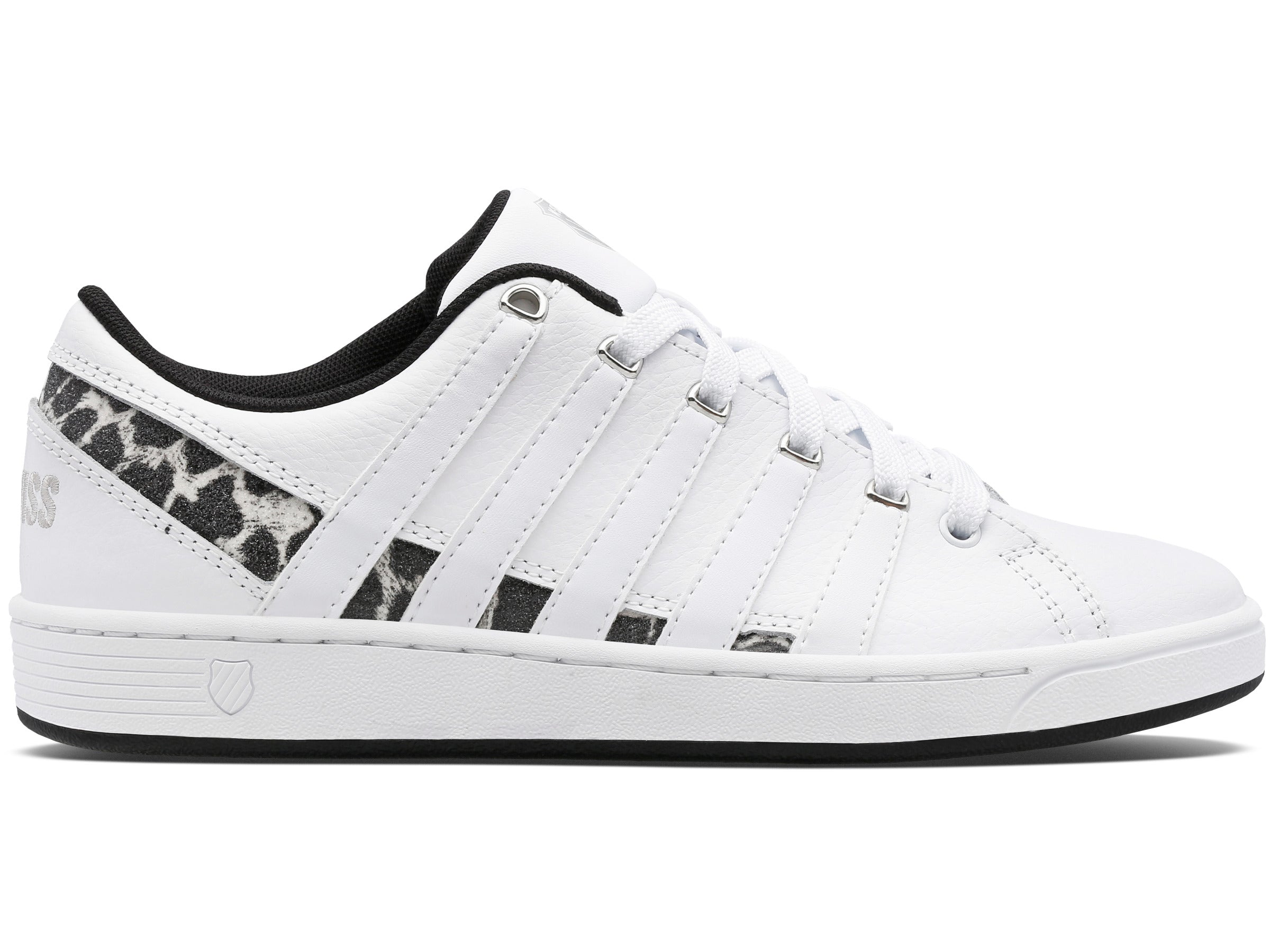 96999 137 M | RAMLI COURT Sneakers | White/Metallic Leopard Print Athletic Shoes for Women - Perfect for Running, Gym Workouts & Casual Streetwear Fashion