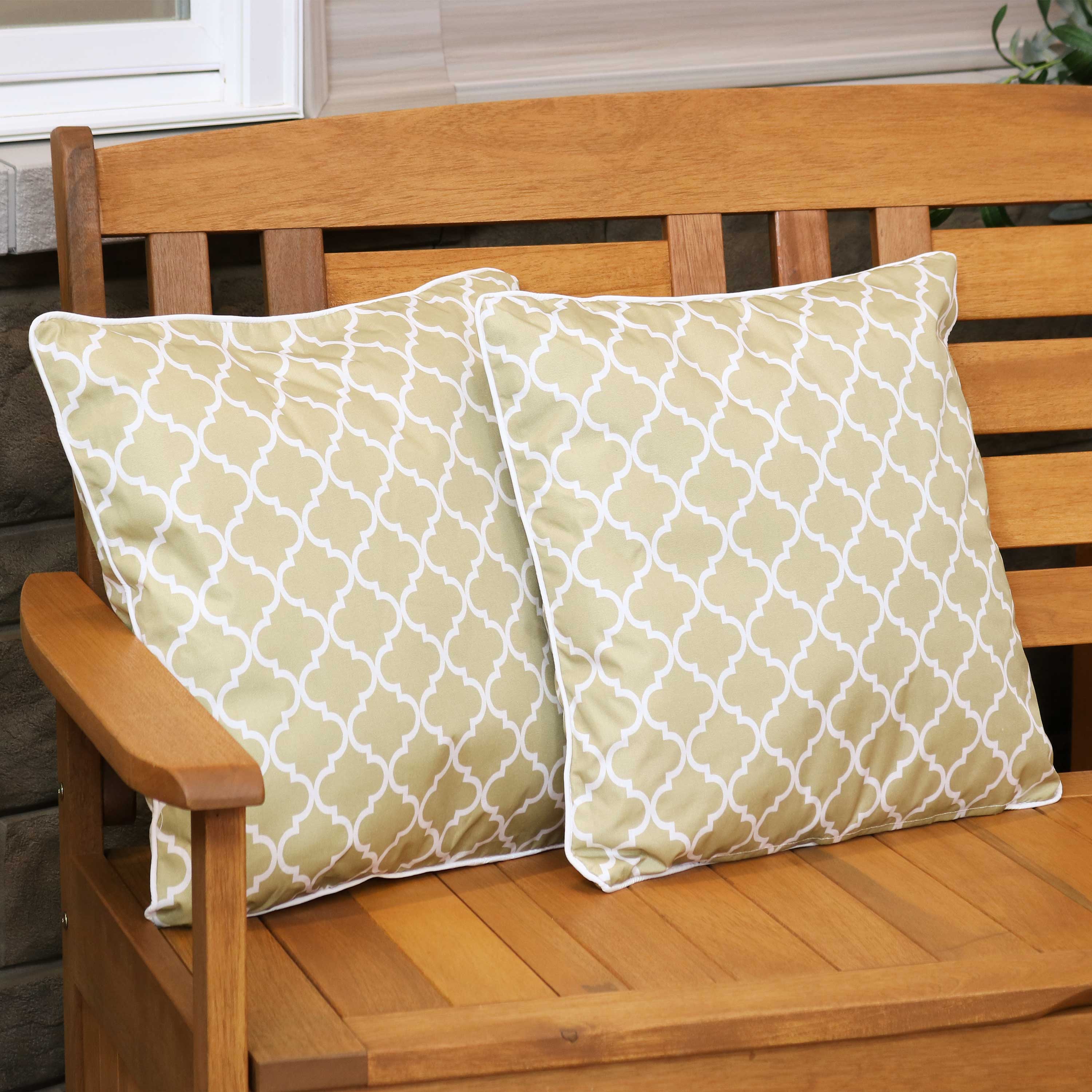 Stylish Sunnydaze Polyester Outdoor Decorative Throw Pillows Set of 2 - Waterproof & UV Resistant for Patio, Garden, Poolside & Porch Decor