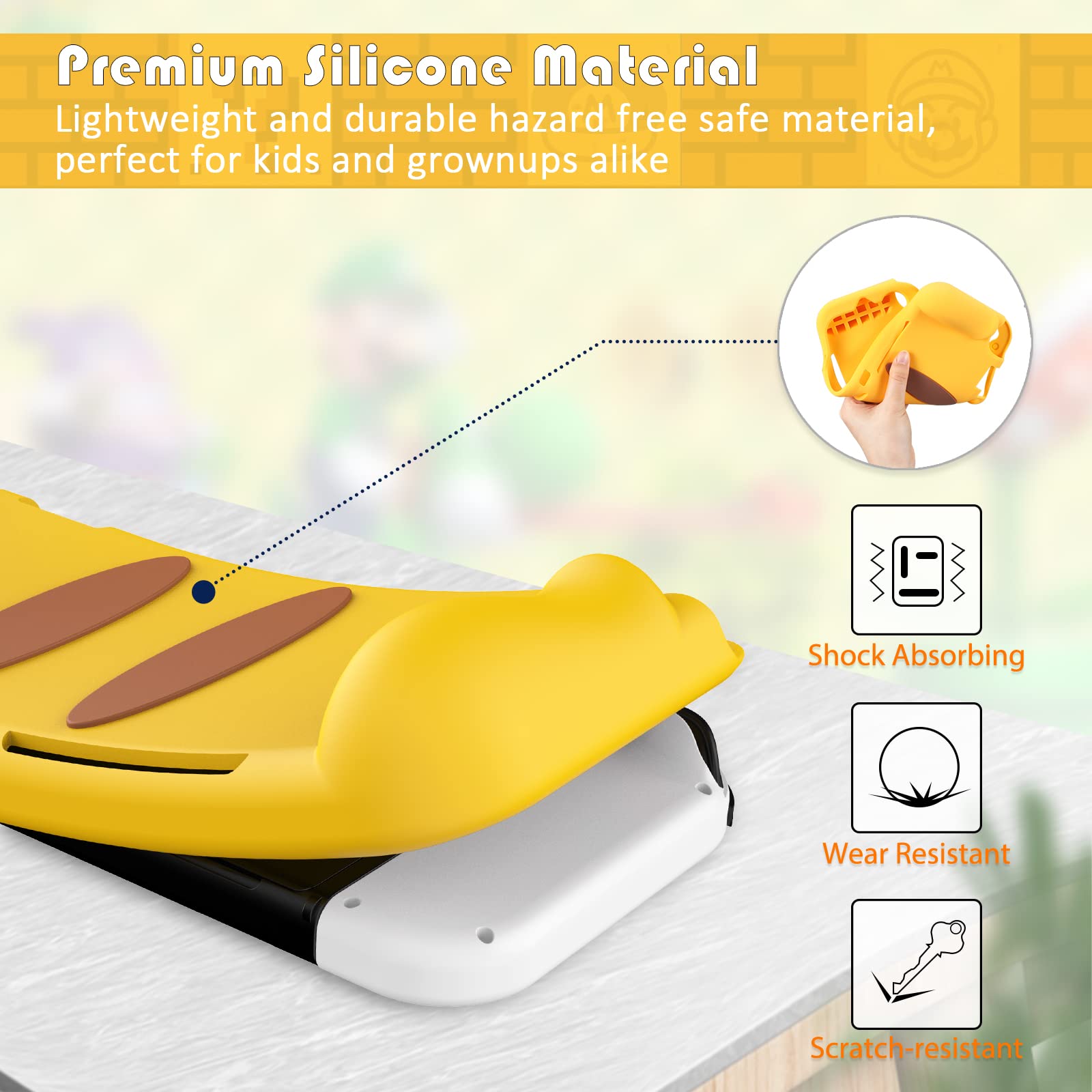 Premium KENOBEE Silicone Protective Case for Nintendo Switch OLED Model 2021 - Soft Ergonomic Grip Cover with Shock Absorption & Anti-Scratch Design for Switch OLED Console 7.0