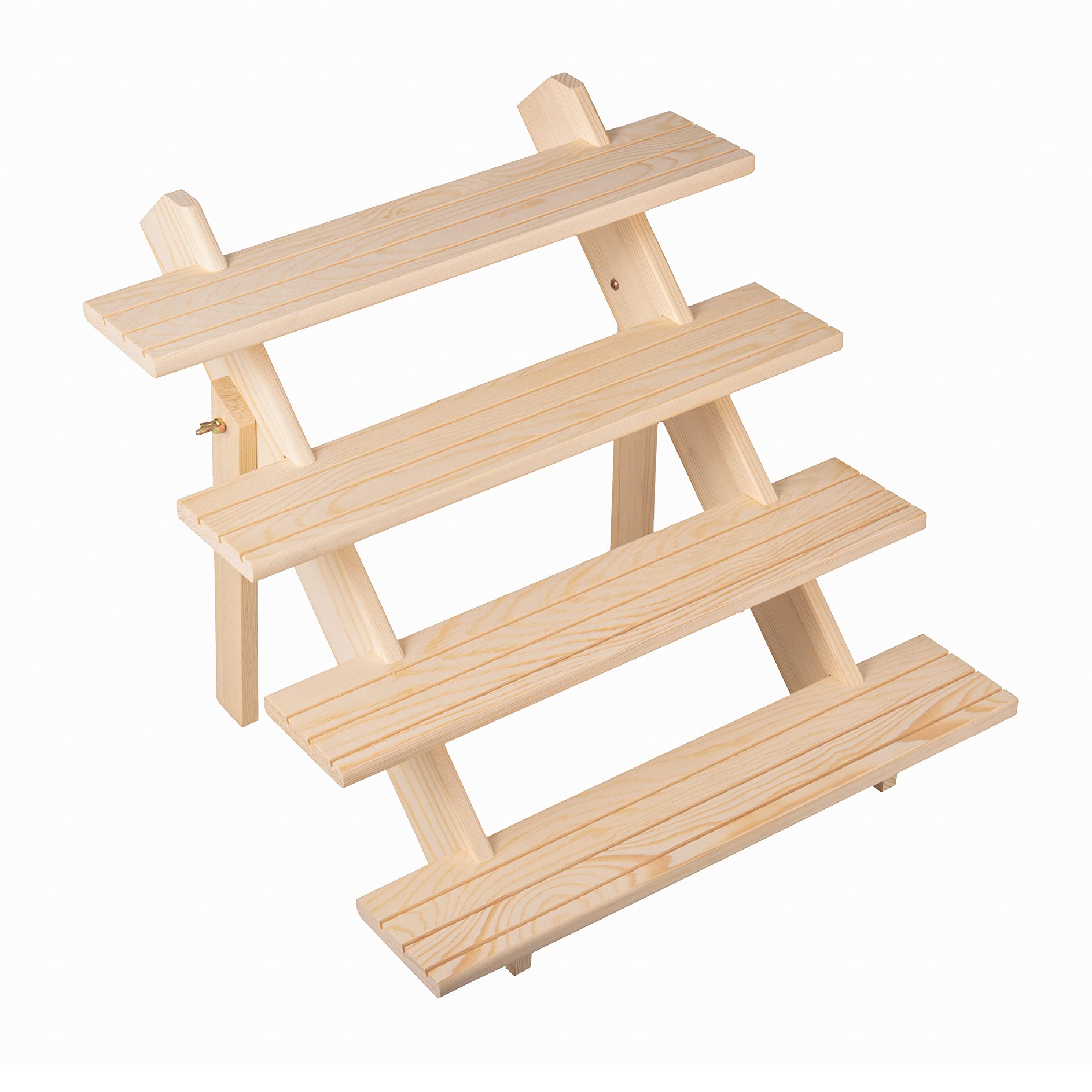 4-Tier Wooden Earring & Ring Display Stand - Rustic Vintage Retail Merchandise Organizer with Removable Trays - Perfect for Jewelry Stores, Boutiques & Craft Shows (Log Finish)