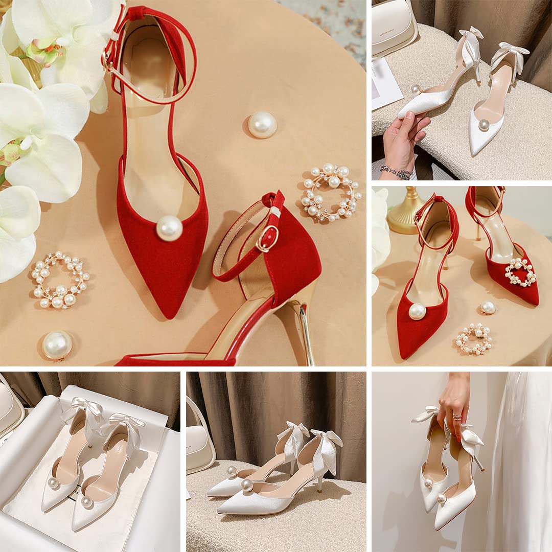 2 PCS Detachable Big Pearl Shoe Clips - Elegant Shoe Buckle Decorations for Wedding, High Heels, Pumps, Flats & Sandals | Perfect for Bridal Accessories, Prom, Party & Special Occasions