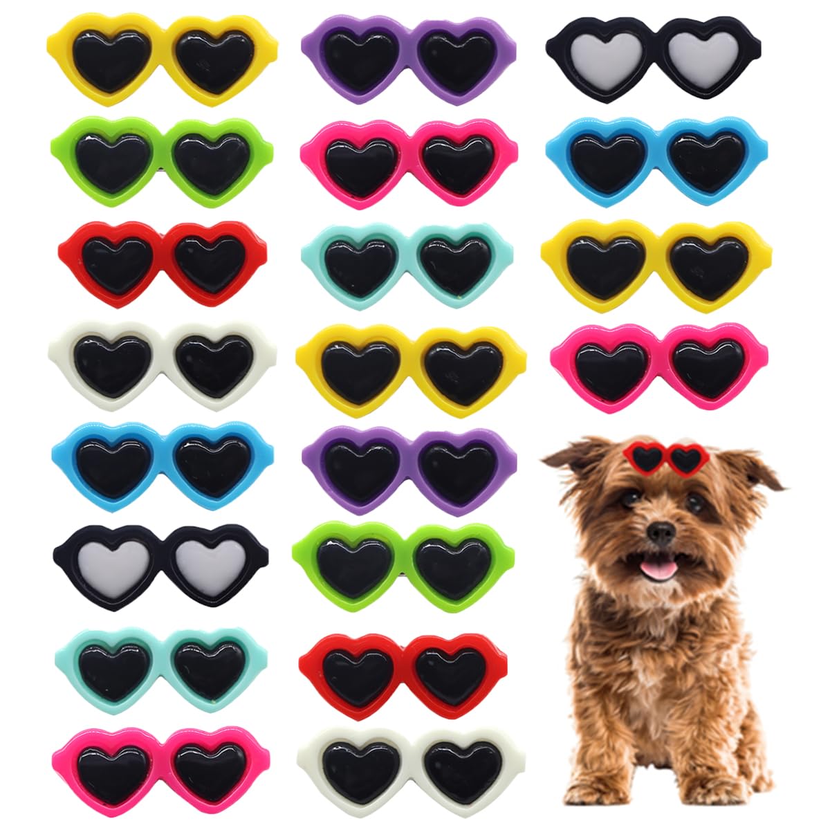 20Pcs Cute Dog Hair Bows with Clips - Pet Grooming Accessories for Dogs & Cats - Party & Photo Shoots