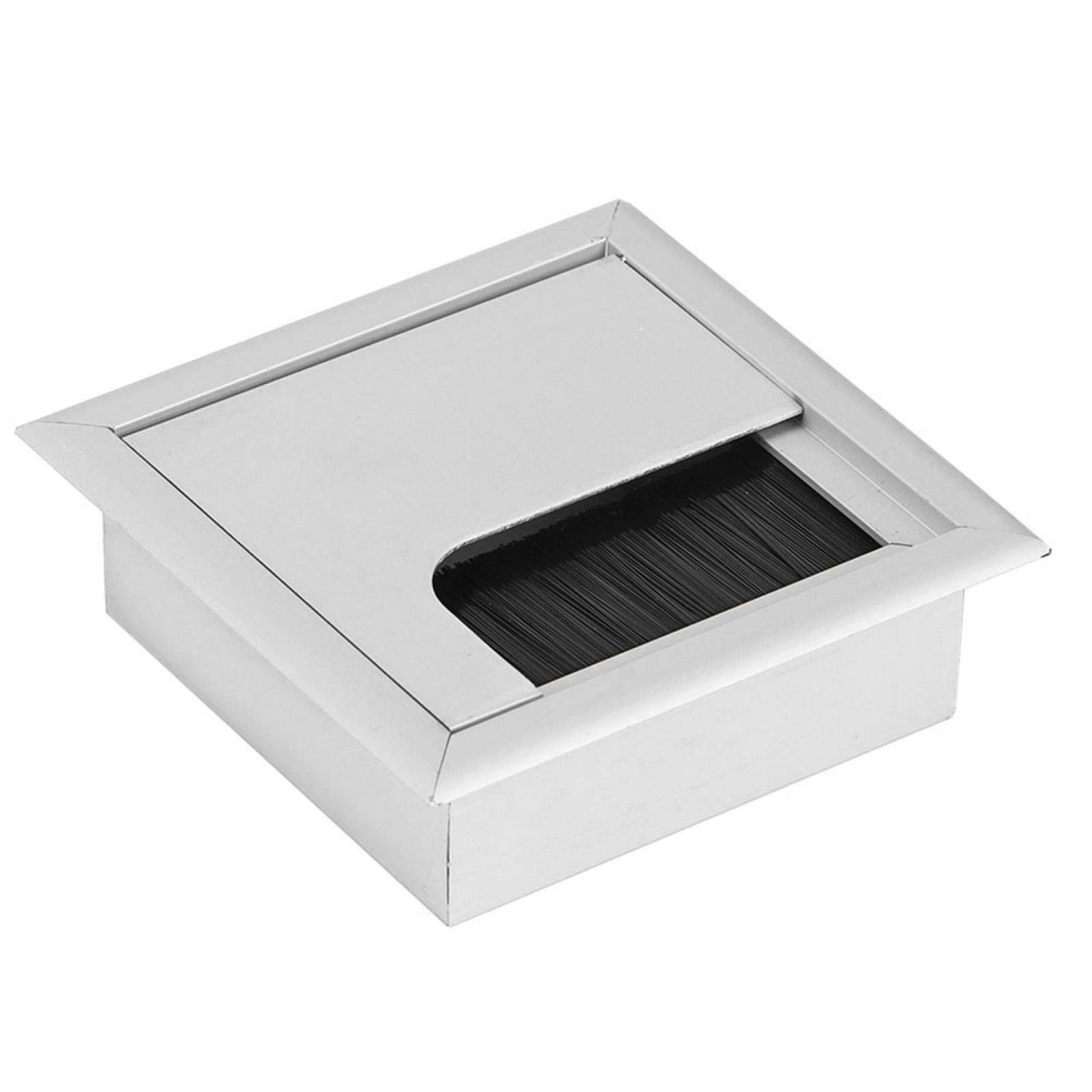 Metal Cable Hole Cover with Bristles - Aluminum Alloy Desk Cord Grommet for Wire Organization | Home Office Computer Desk Wiring Management & Protection | Perfect for Cable Pass-Through in Workstations & Gaming Setups